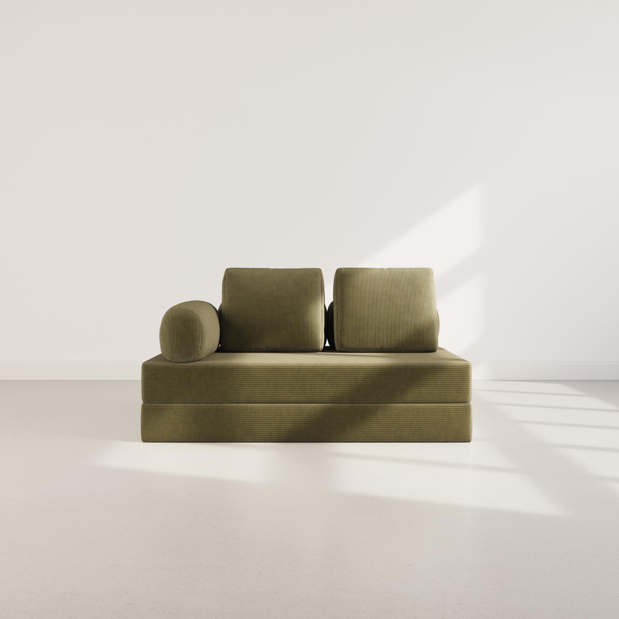 Voir la diapositive 2 : LISA DESIGN Lonny - canapé 3 places convertible en velours côtelé