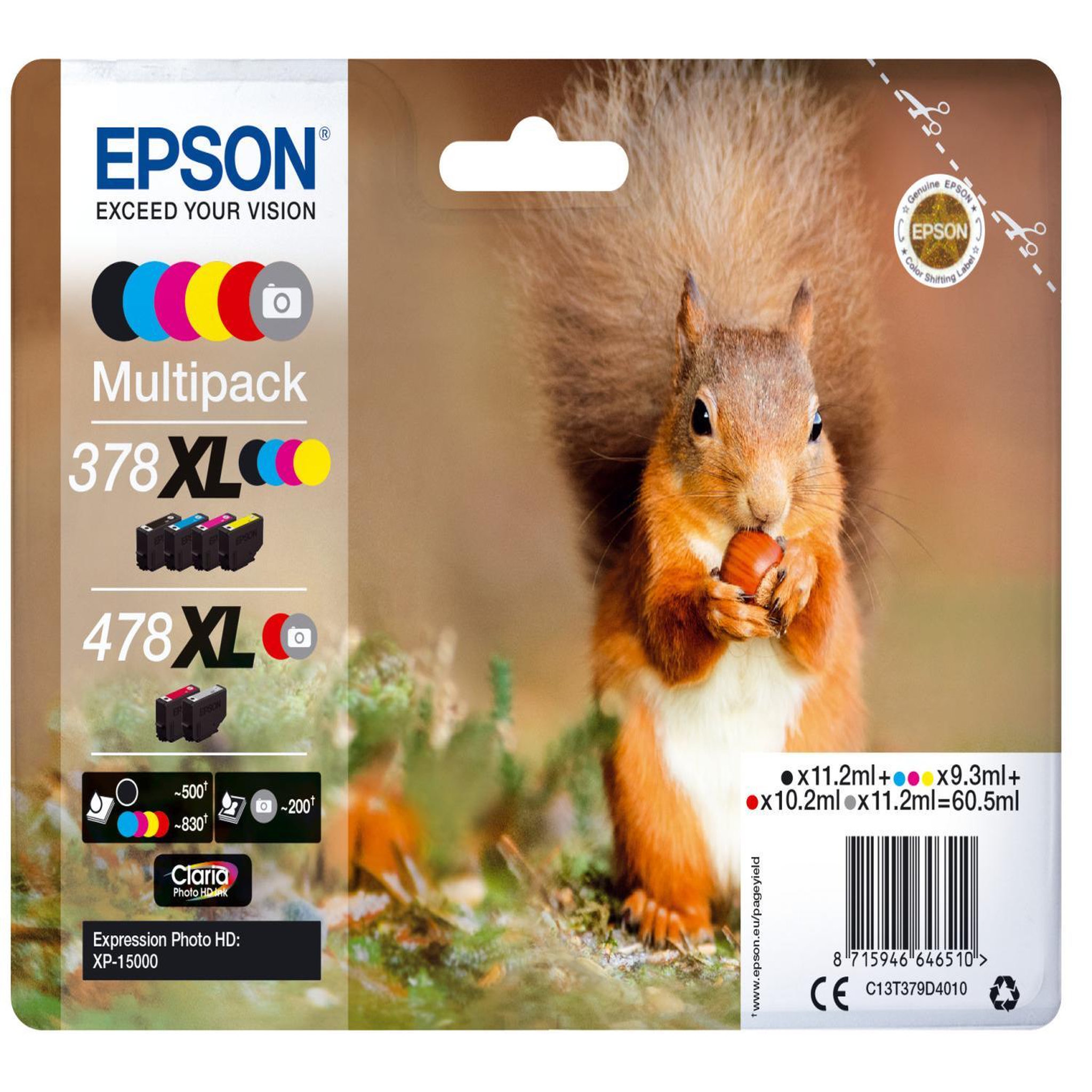 Voir la diapositive 2 : Epson Cartouche d'encre Pack Multipack 6 Originales 478 XL (Noir + 5 Couleurs) - C13T47984010