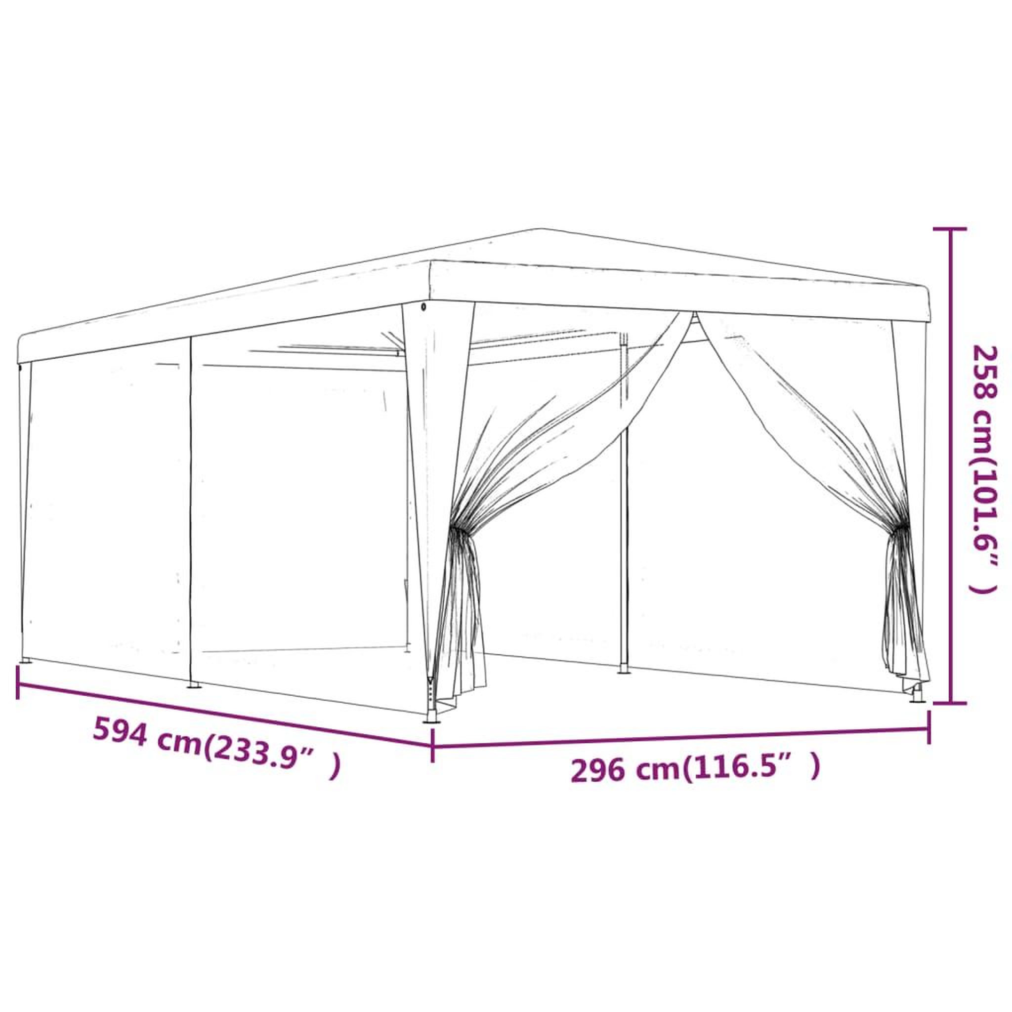 Voir la diapositive 6 : VIDAXL Tente de fete avec 6 parois laterales en maille Bleu 3x6 m PEHD