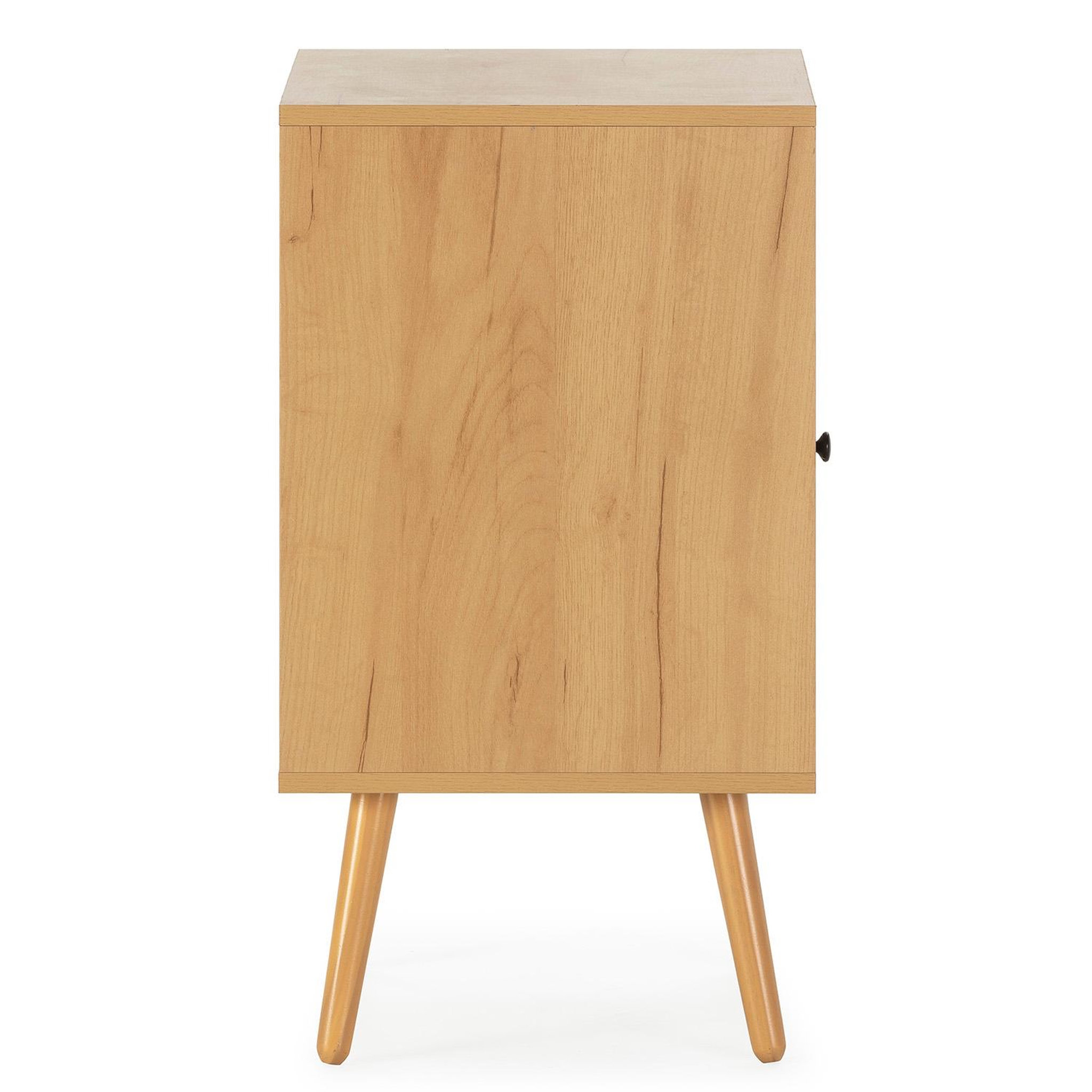 Voir la diapositive 3 : VS VENTA-STOCK Table de Chevet Bella 1 Porte Couleur Chêne, Rotin Naturel