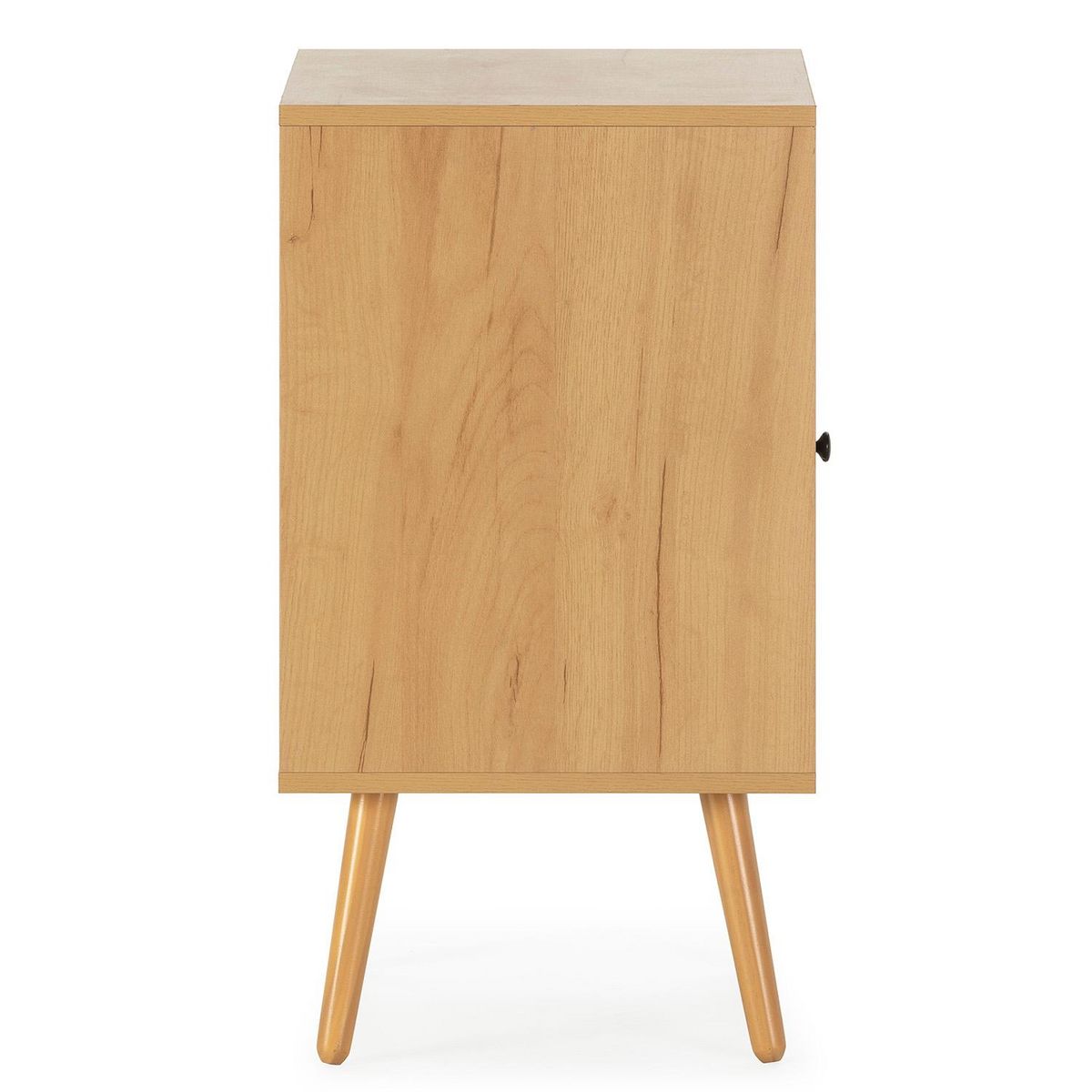VS VENTA-STOCK Table de Chevet Bella 1 Porte Couleur Chêne, Rotin Naturel