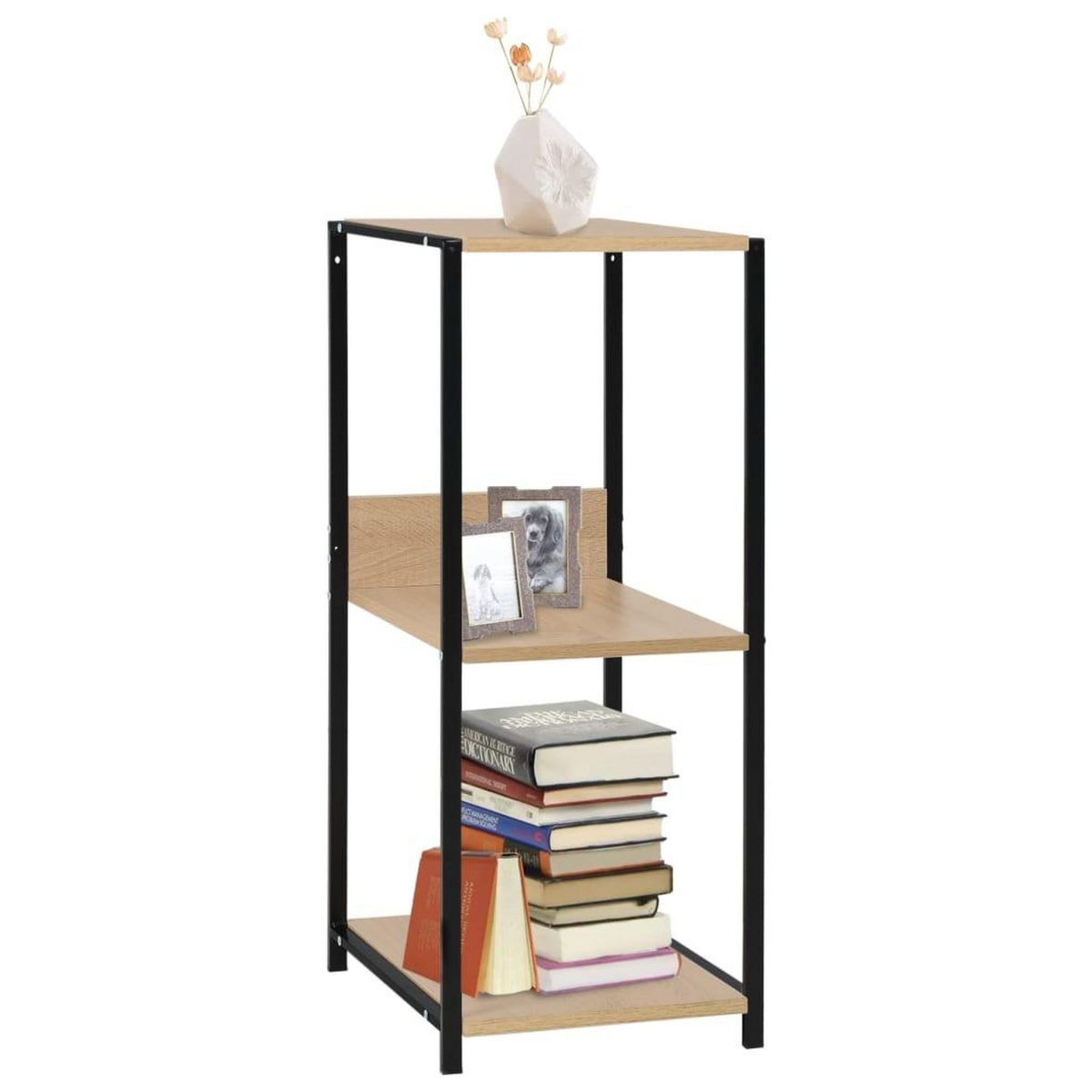 VIDAXL Etagere a livres droite petite Noir et chene 33,5x39,6x79,7 cm