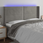 VIDAXL Tete de lit a LED Gris clair 203x16x118/128 cm Velours