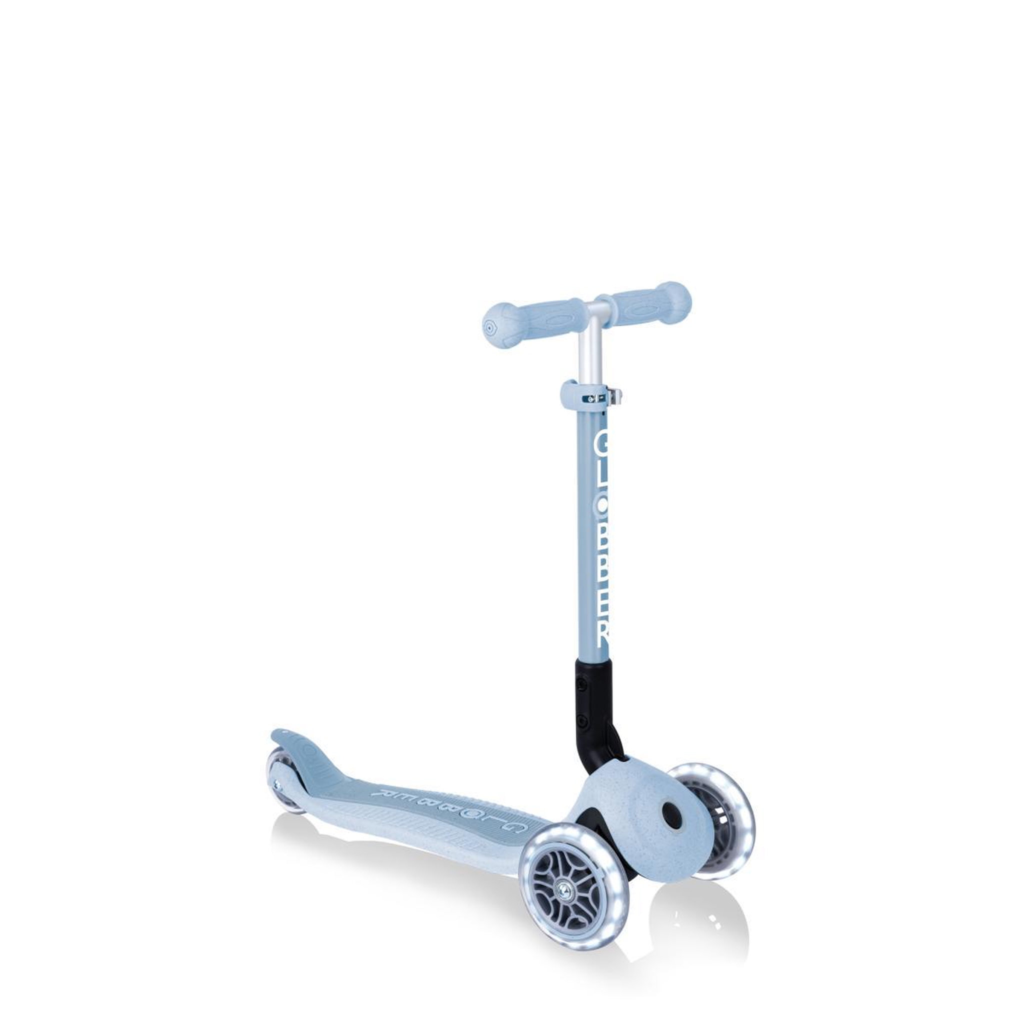 Globber Junior Foldable Ecologic Lights (White Leds) ( Finition Paille De Blé ) Bleu Cassis