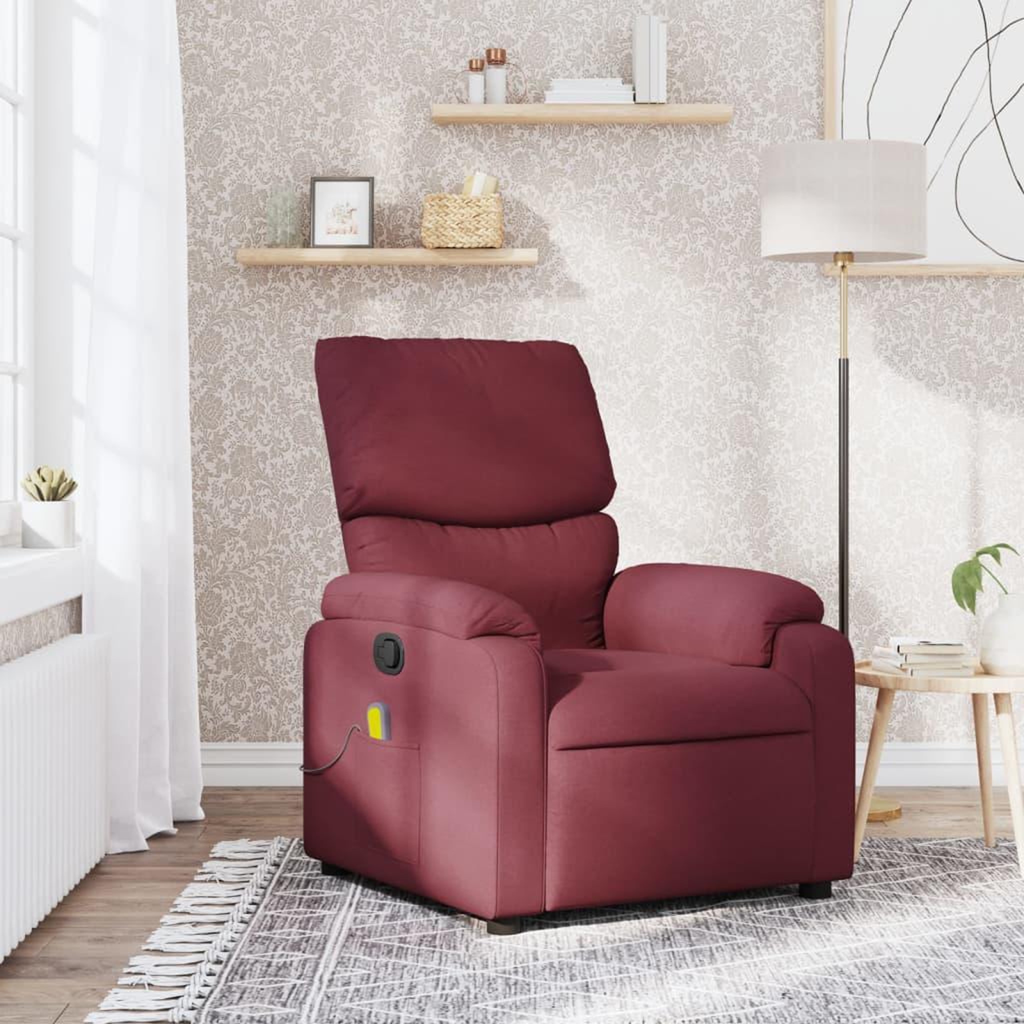 VIDAXL Fauteuil de massage inclinable Rouge bordeaux Tissu