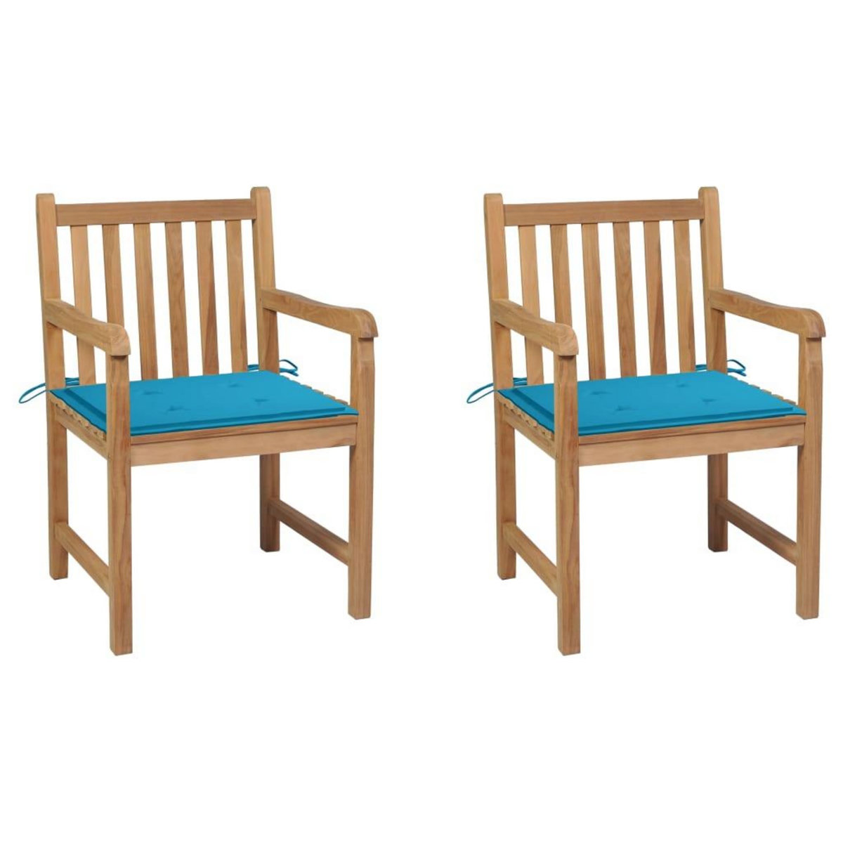 VIDAXL Chaises de jardin lot de 2 et coussins bleu Bois de teck massif