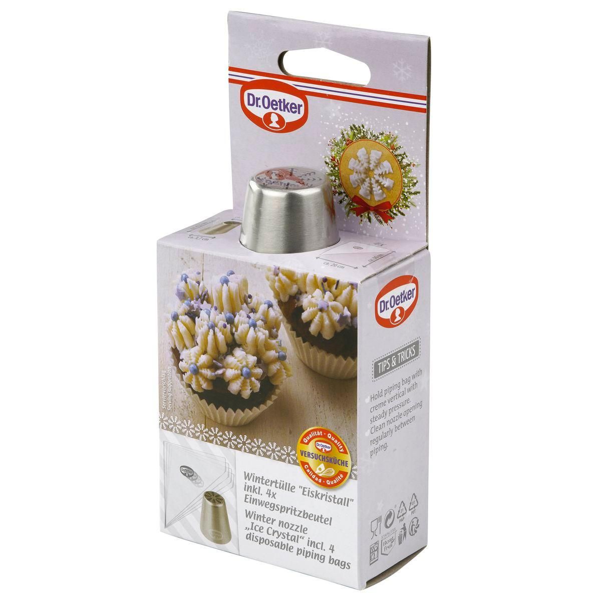 DR.OETKER Ensemble de 8 poches à douille et embout cristal de glace en inox Dr.Oetker Baker Edition