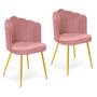 Voir la diapositive 1 : ID MARKET Lot de 2 chaises coquillage ADELLA rose en velours pieds dorés