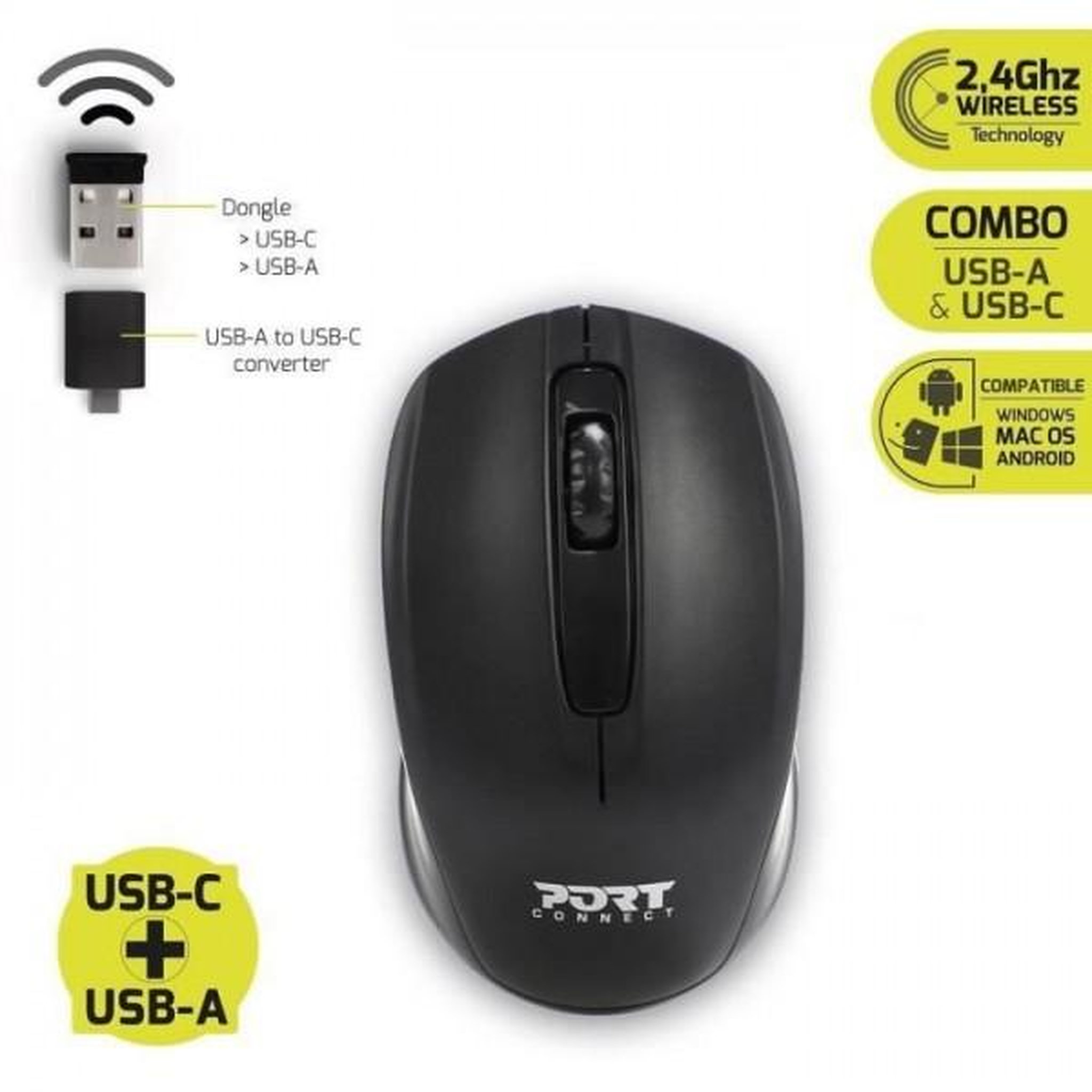 Voir la diapositive 5 : PORT DESIGNS Premium Pack Sacoche PC + Souris sans fil + Dungle USB & Adaptateur Type C - 15,6 - PORT DESIGNS