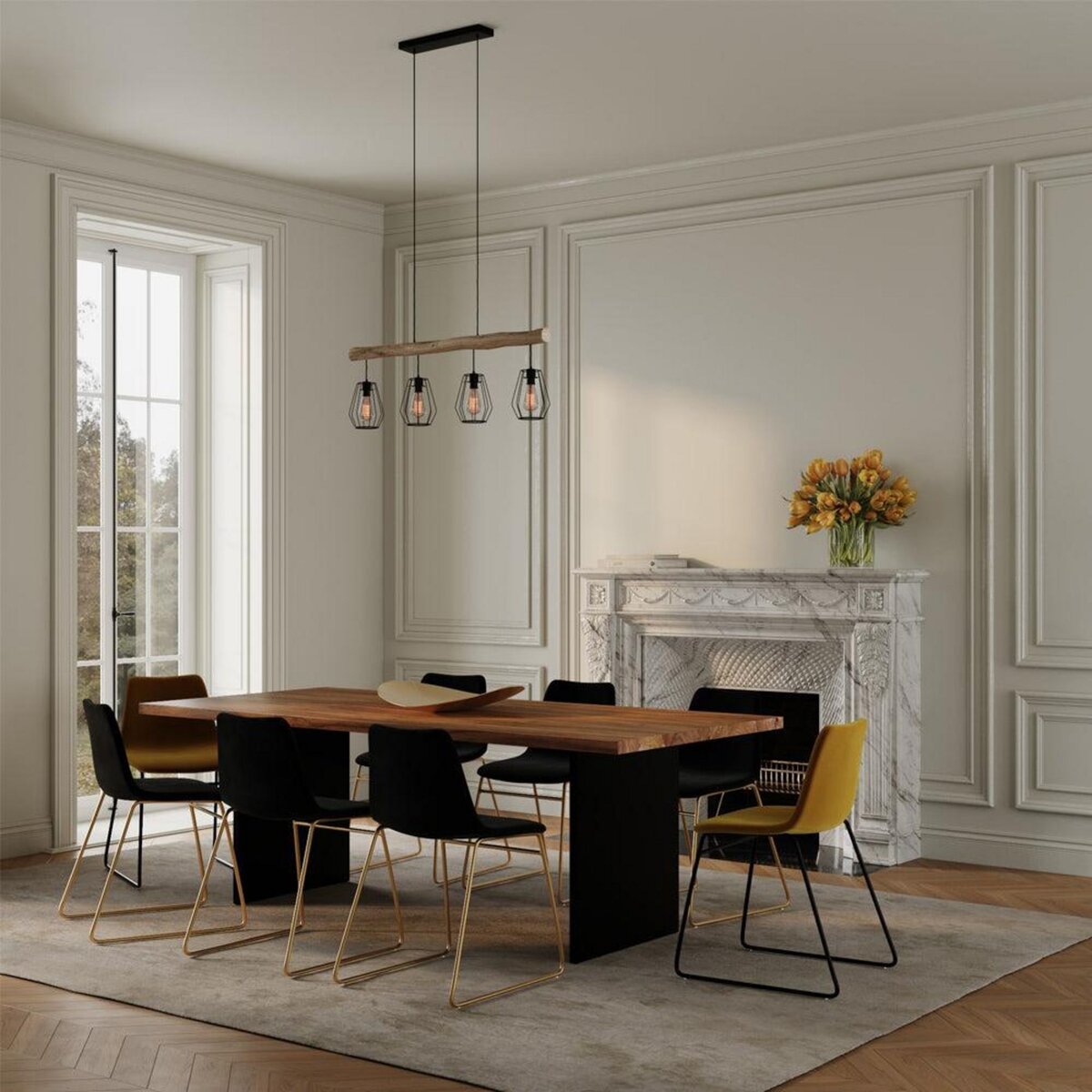 Rendez vous déco Lot de 2 chaises en velours noir et pieds en métal doré - Gaspard