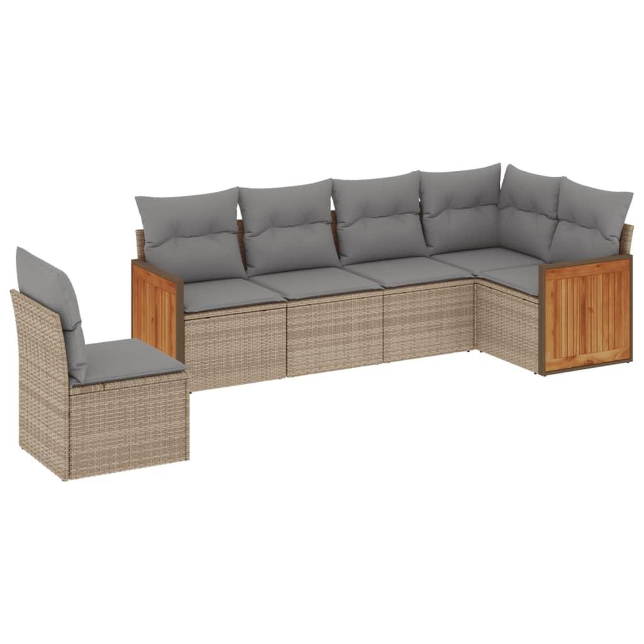 Voir la diapositive 2 : VIDAXL Salon de jardin avec coussins 6 pcs beige resine tressee