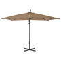 Voir la diapositive 4 : VIDAXL Parasol de jardin en porte-a-faux avec poteau en acier taupe
