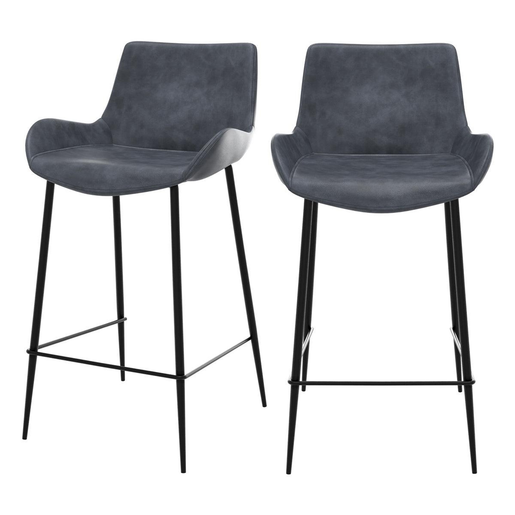 MAISON PAVANE Lot de 2 chaises pour îlot central 65 cm en synthétique gris/noir-pirata