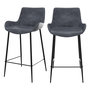 Voir la diapositive 1 : MAISON PAVANE Lot de 2 chaises pour îlot central 65 cm en synthétique gris/noir-Pirata