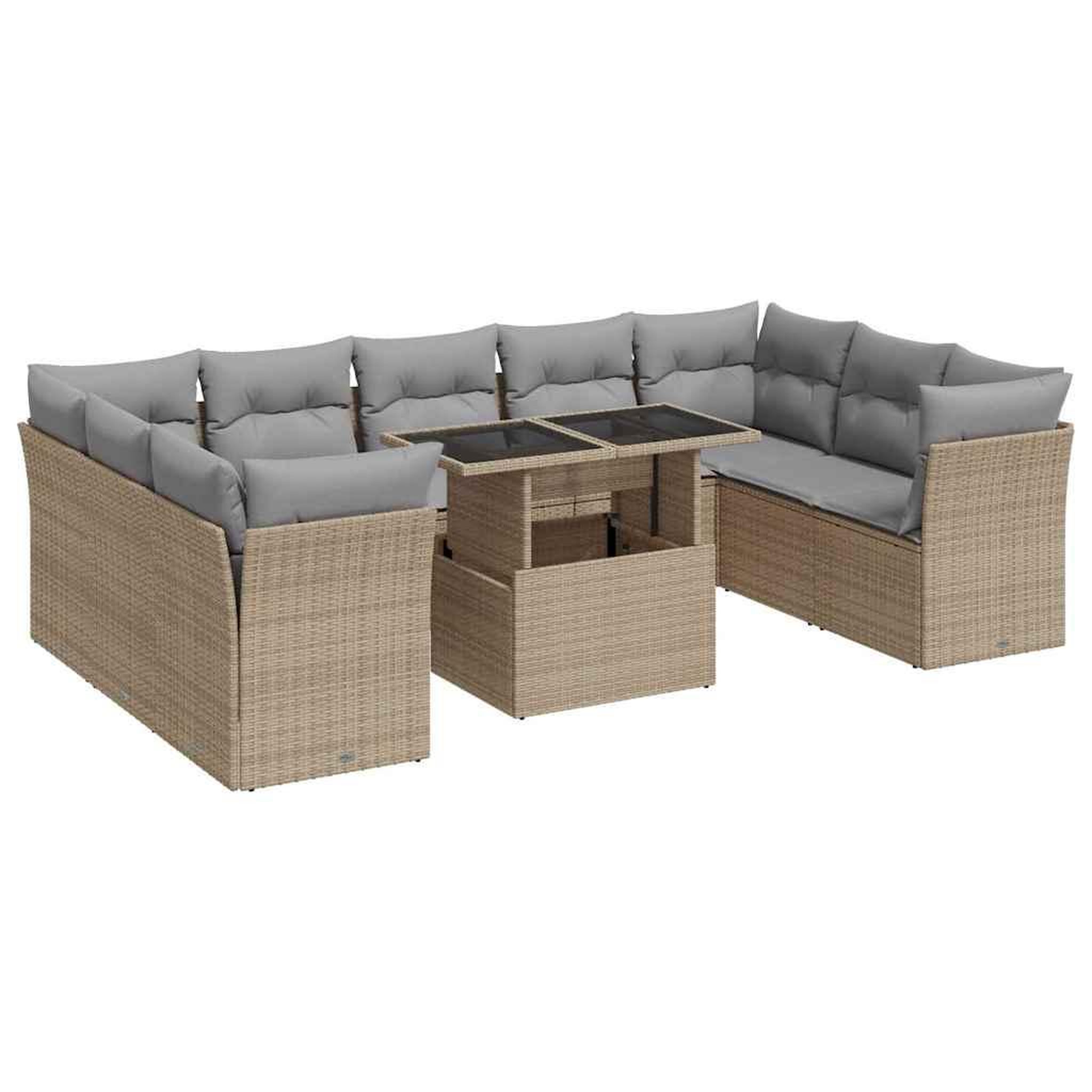 Voir la diapositive 2 : VIDAXL Salon de jardin avec coussins 10 pcs beige resine tressee