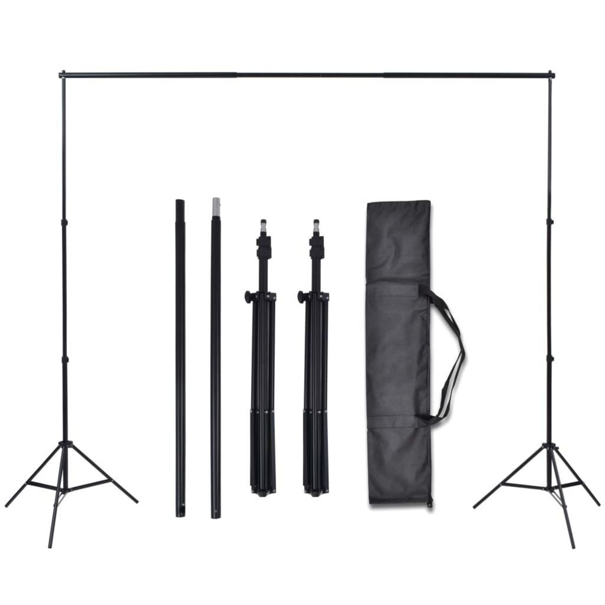 VIDAXL Kit de studio photo et 3 toiles de fond reglables Coton 3x5 m