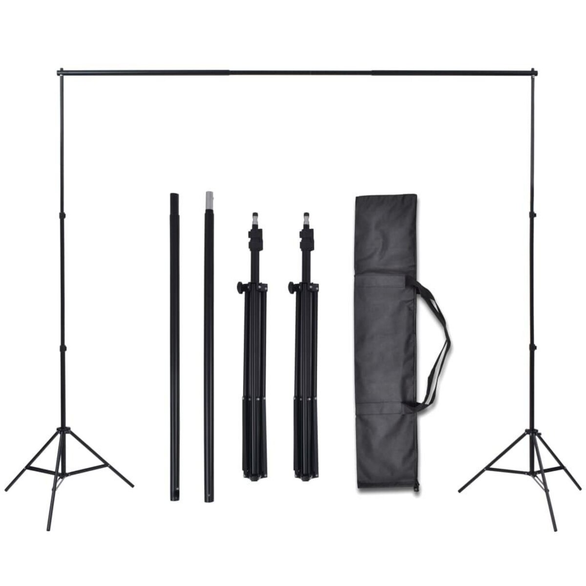 VIDAXL Kit de studio photo et 3 toiles de fond reglables Coton 3x5 m