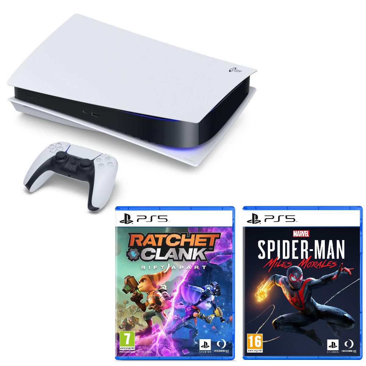 SONY Console PS5 Edition Standard + Ratchet & Clank Rift Apart PS5 + Marvel's Spider-Man : Miles Morales PS5