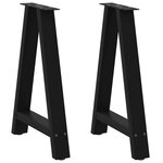 VIDAXL Pieds de table basse forme de A 2 pcs noir 50x(72-73) cm acier