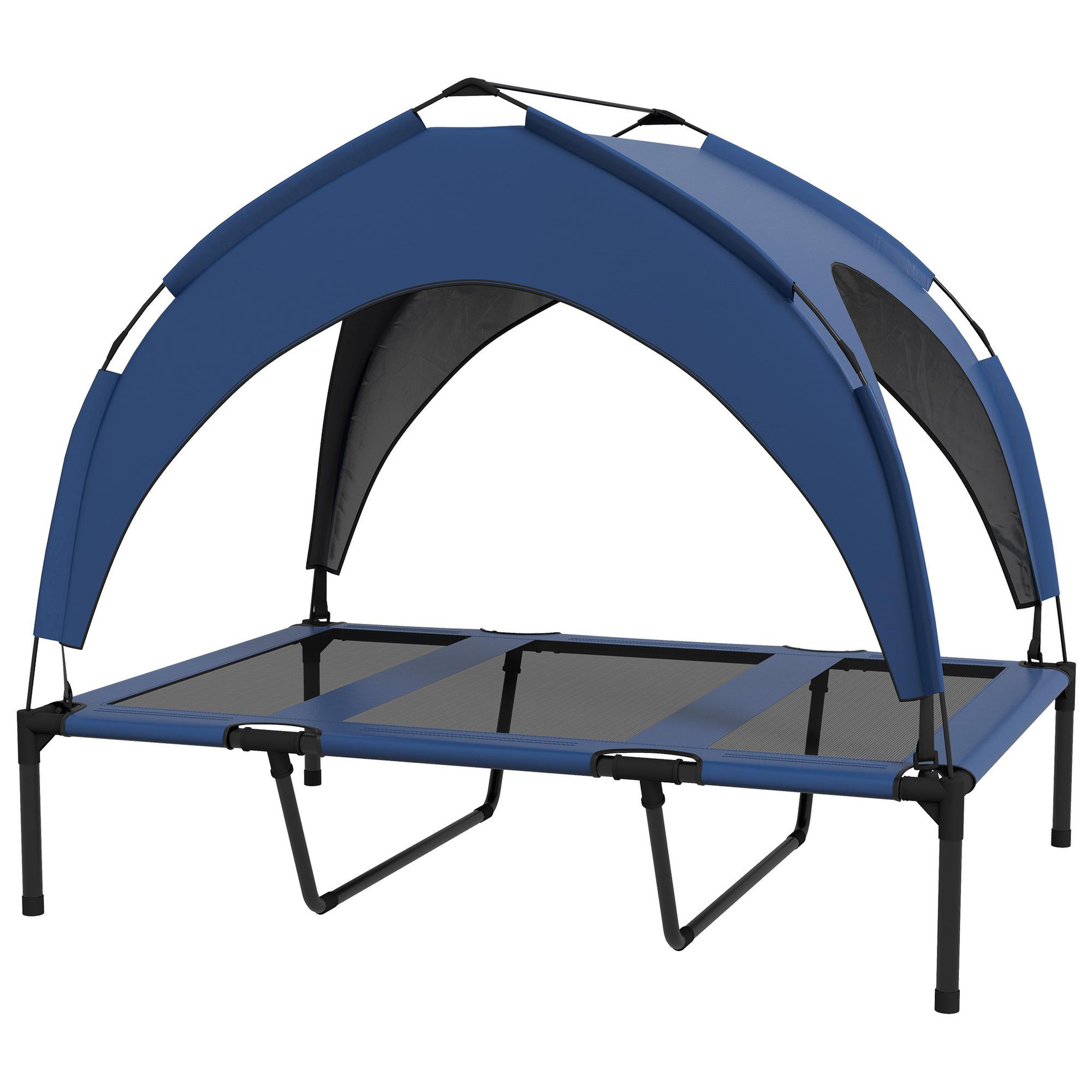 Voir la diapositive 1 : PAWHUT Lit chien sur pied avec voile ombrage - 106 x 76 x 94 cm - sac de transport - bleu