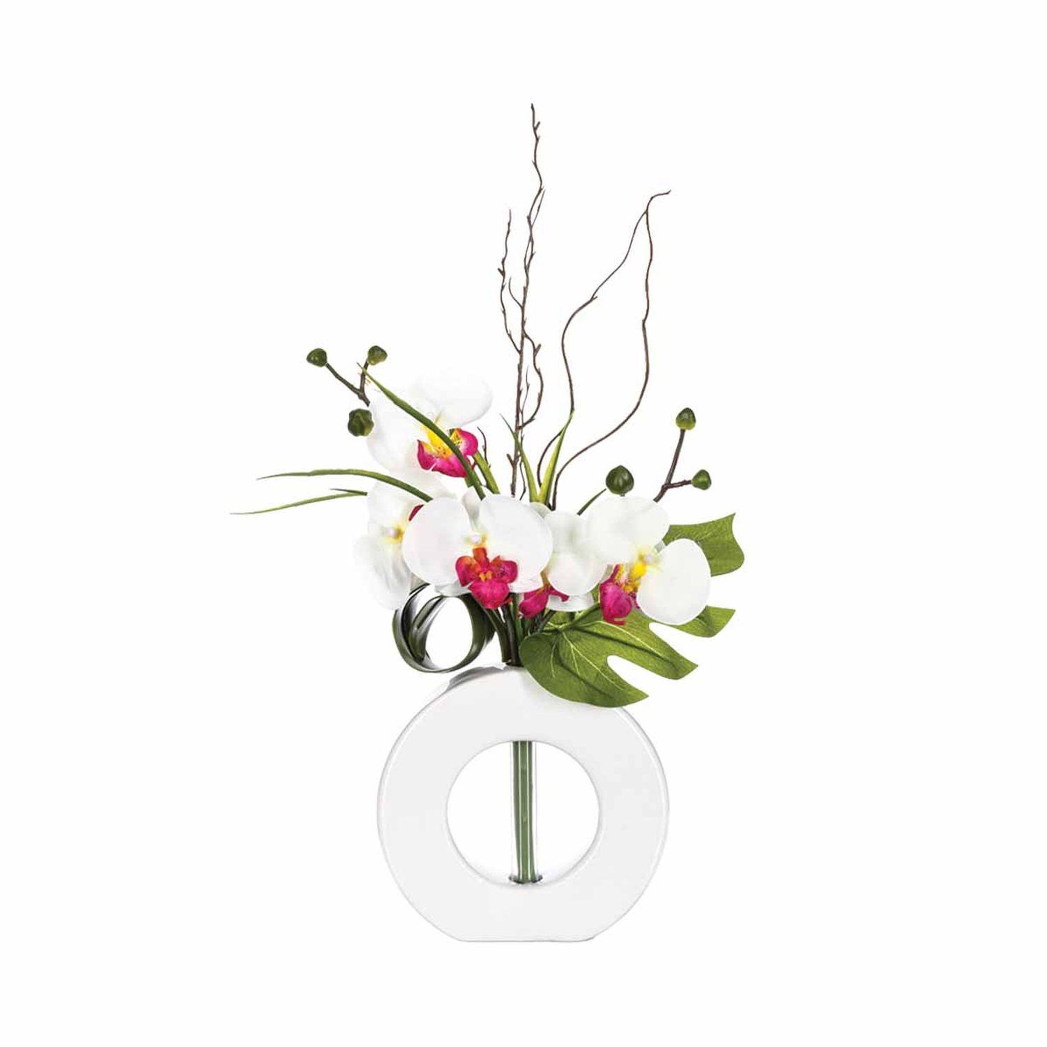 Voir la diapositive 4 : ATMOSPHERA Composition florale vase  - hauteur 44 cm - orchidée