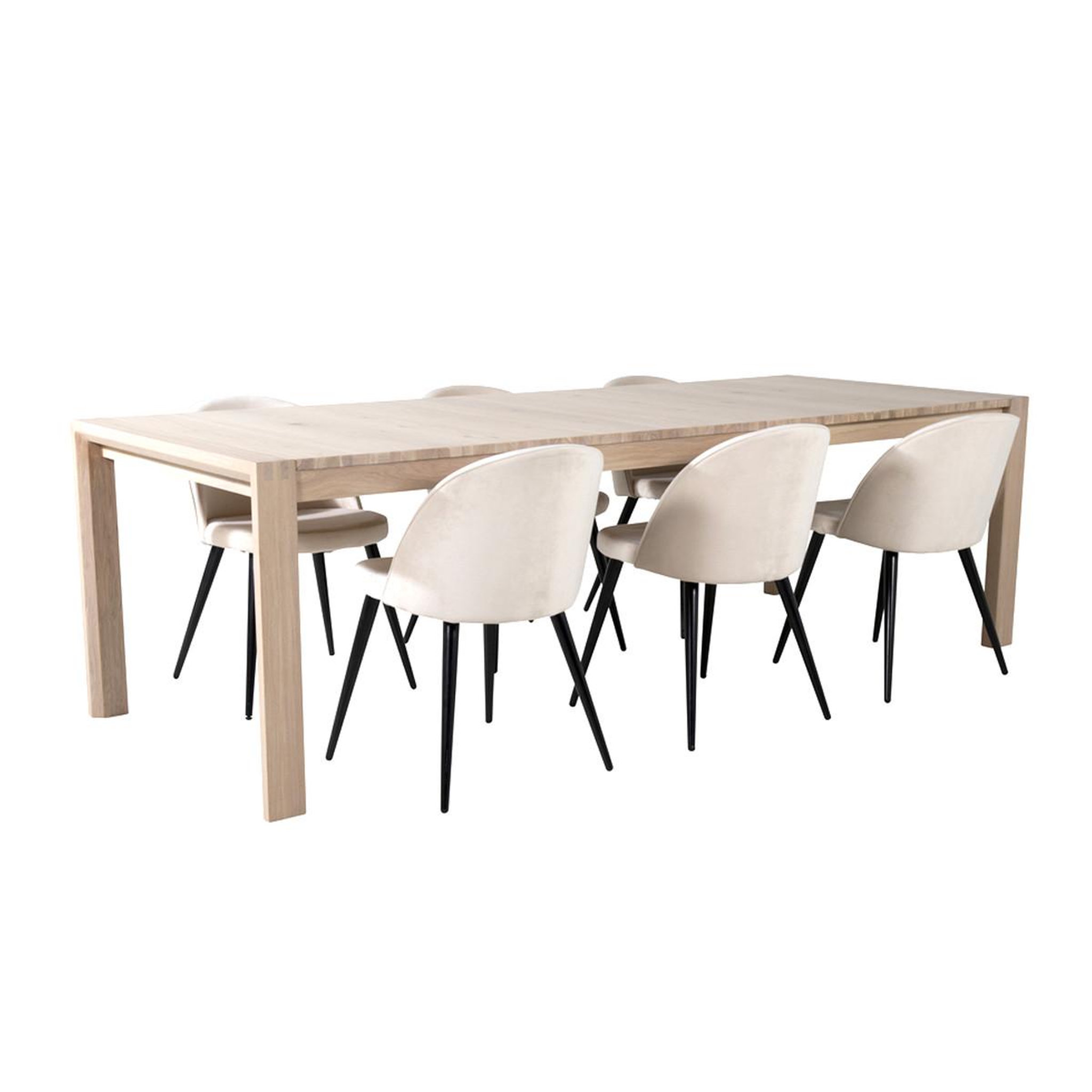 Paris Prix Ensemble table à manger extensible & 6 chaises  slider & velvet  170-250cm beige