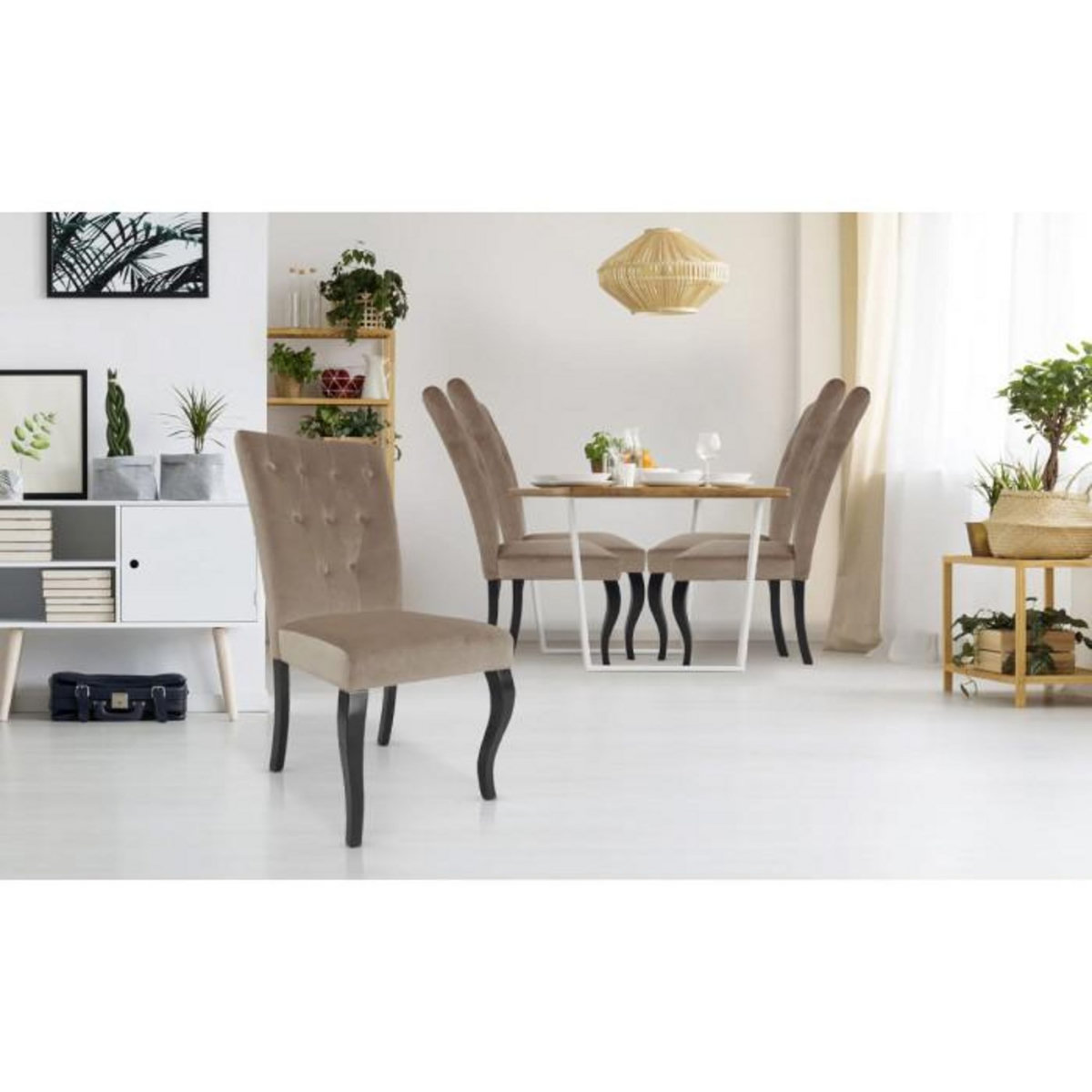 Paris Prix Lot de 2 Chaises Design Velours  Lucky  106cm Taupe