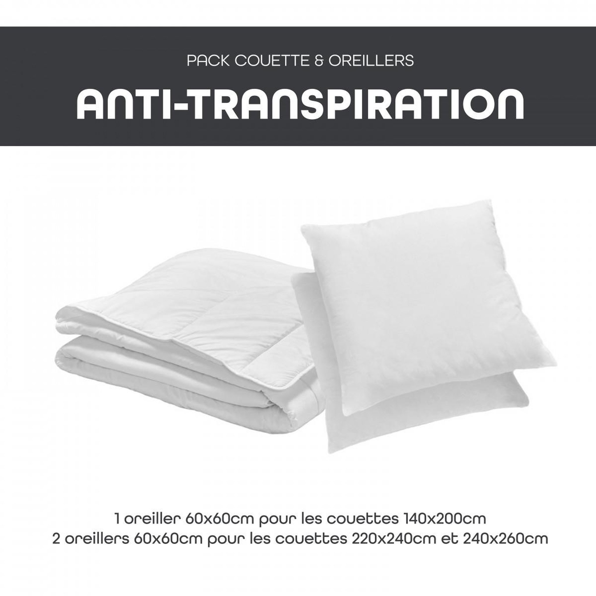 Voir la diapositive 2 : ATELIERS DU NORD Pack Couette légère + oreiller(s)