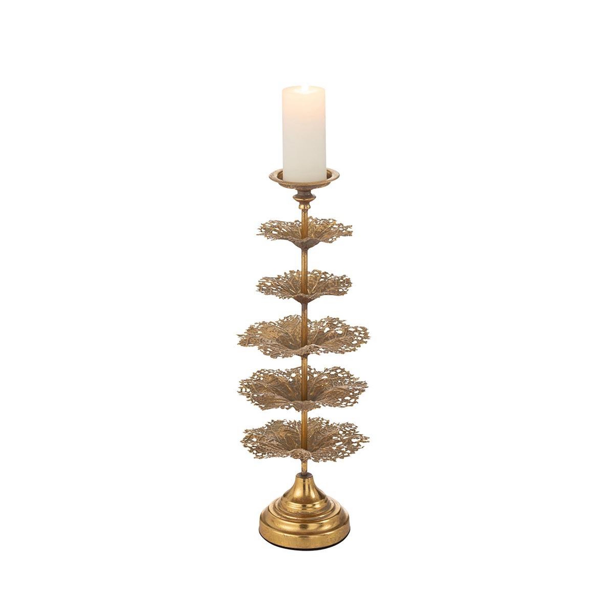 Voir la diapositive 2 : J-LINE Bougeoir Déco en Métal  Arbre  62cm Or