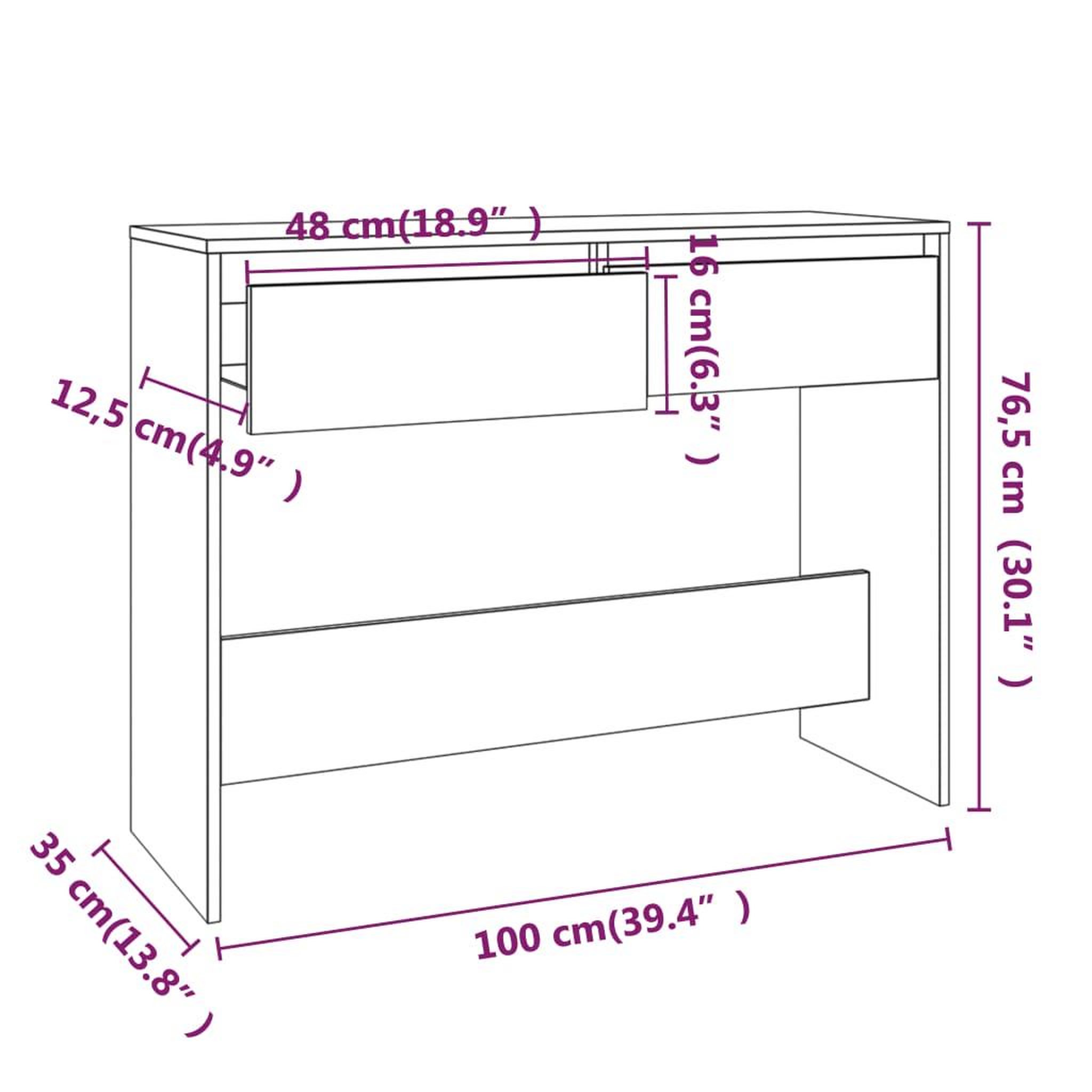 Voir la diapositive 6 : VIDAXL Table console chene fume 100x35x76,5 cm bois d'ingenierie