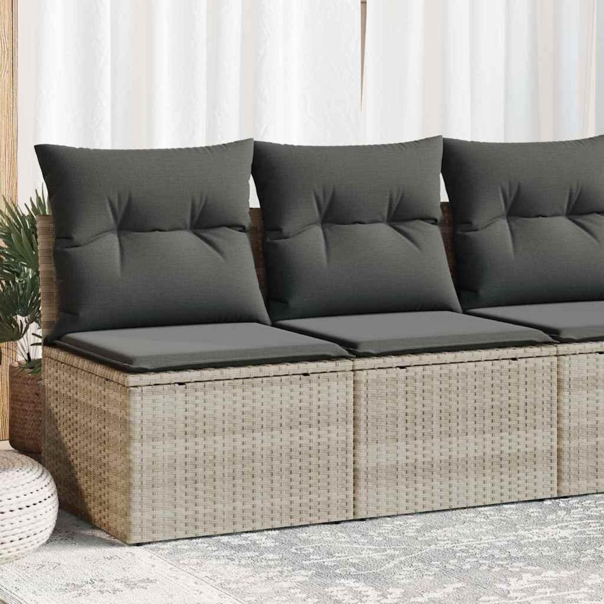 VIDAXL Salon de jardin 2 pcs avec coussins gris clair polyrotin acacia
