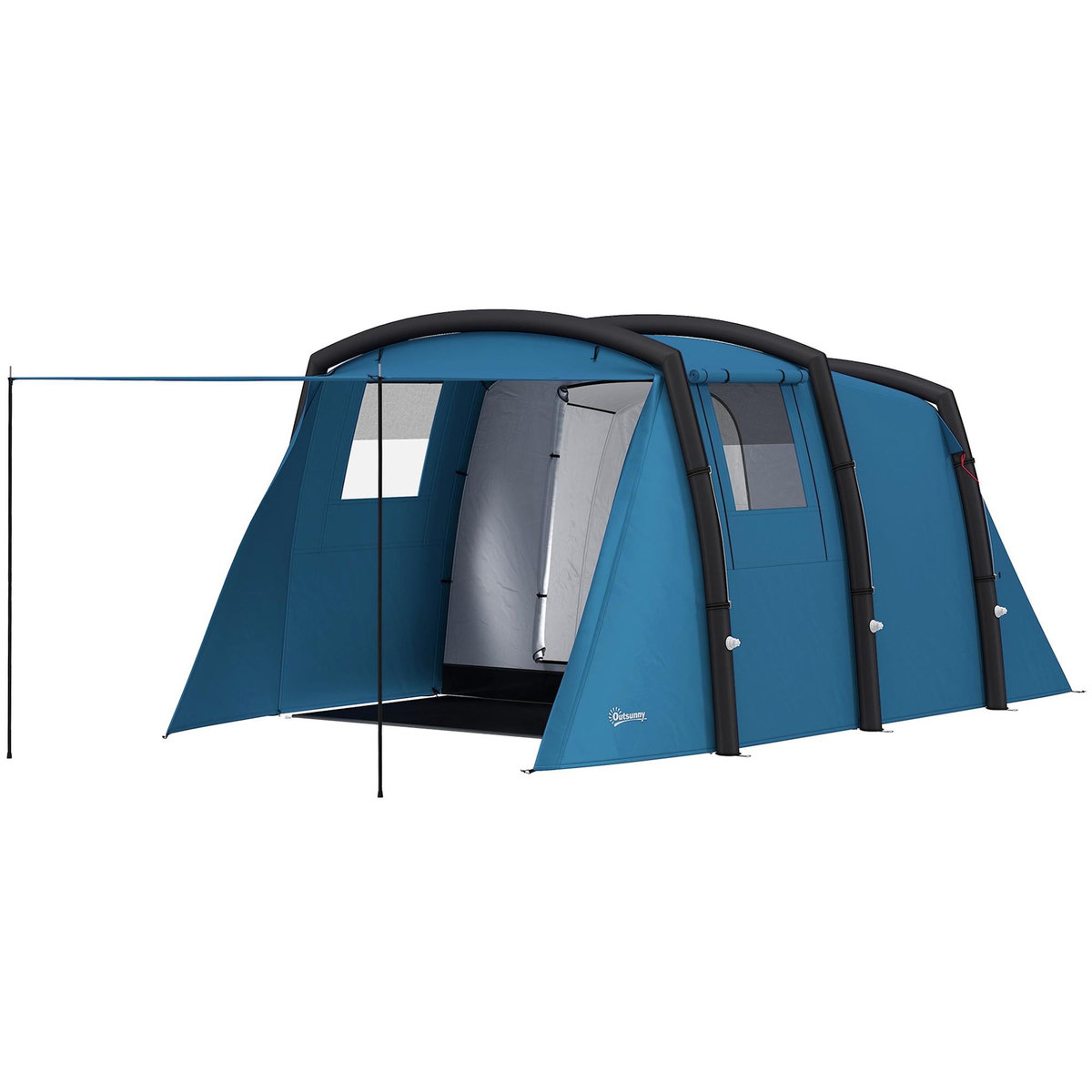 OUTSUNNY Tente de camping gonflable tunnel - 3-6 personnes - 420 x 200 x 150 cm - pompe incluse - bleu