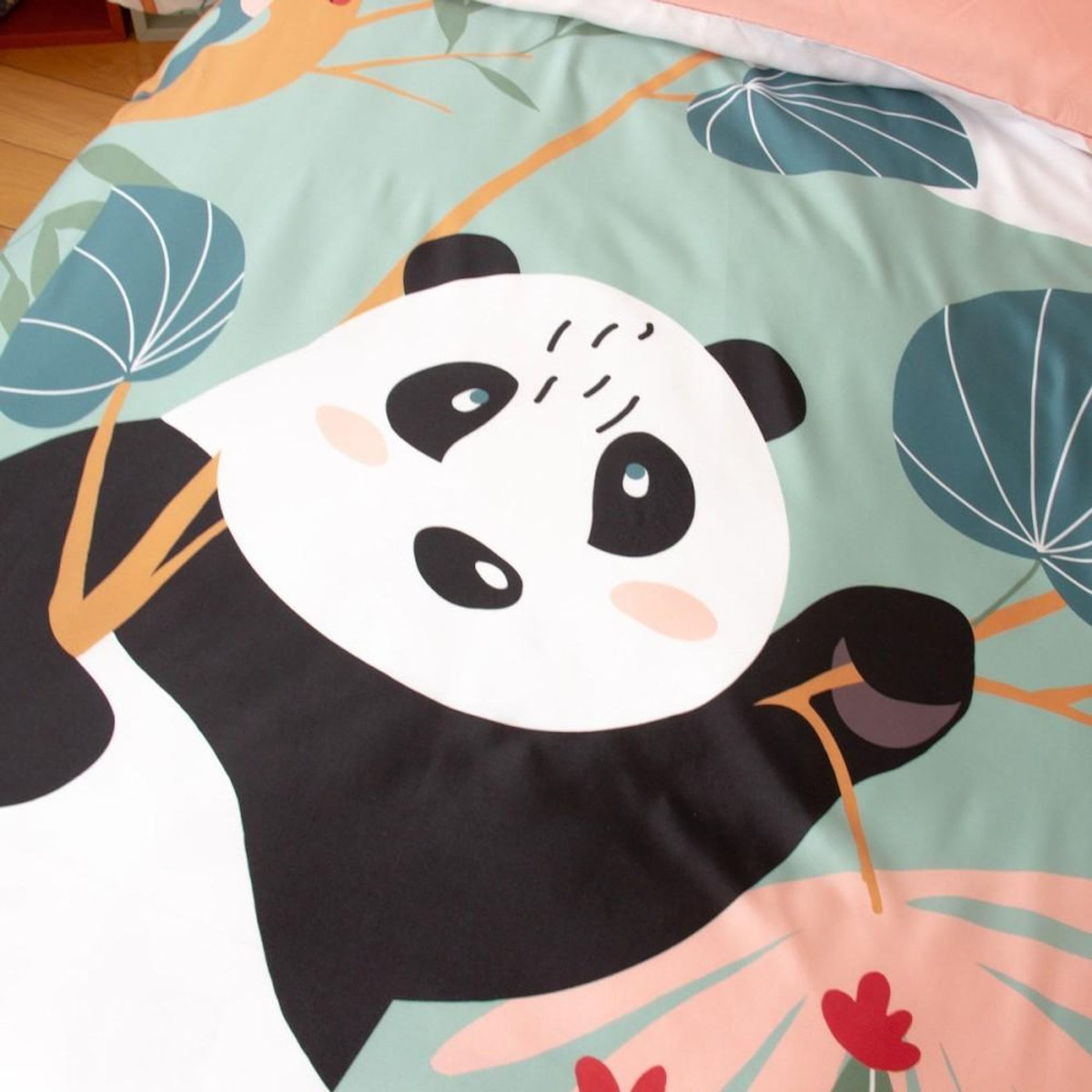 COTE DECO Housse de couette enfant 140x200 + 1 taie avec oreilles