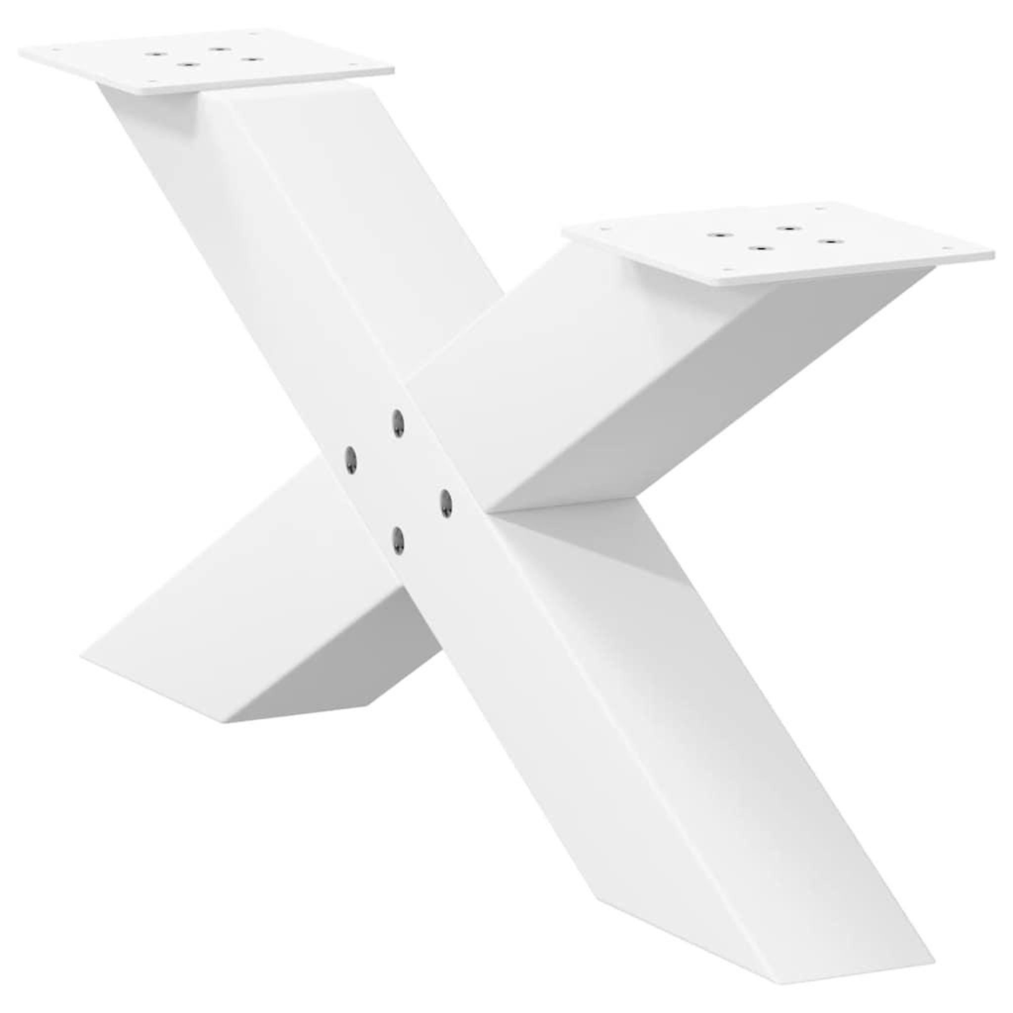 Voir la diapositive 4 : VIDAXL Pieds de table basse forme de X 2 pcs blanc 70x(30-31) cm acier