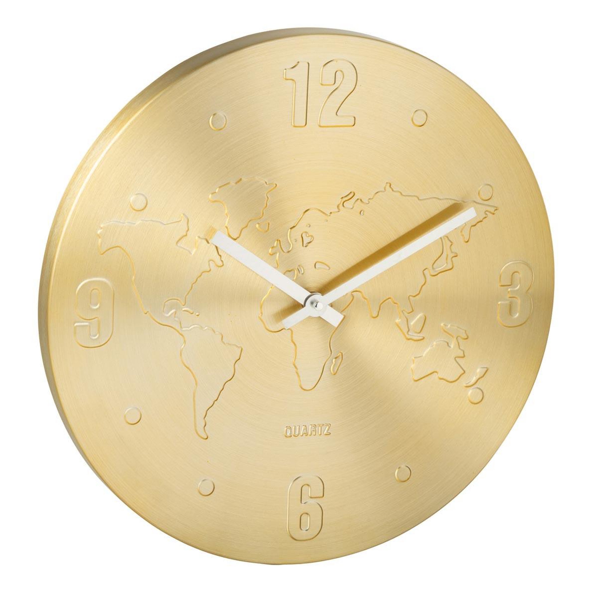 J-LINE Horloge murale en métal  carte du monde  35cm doré