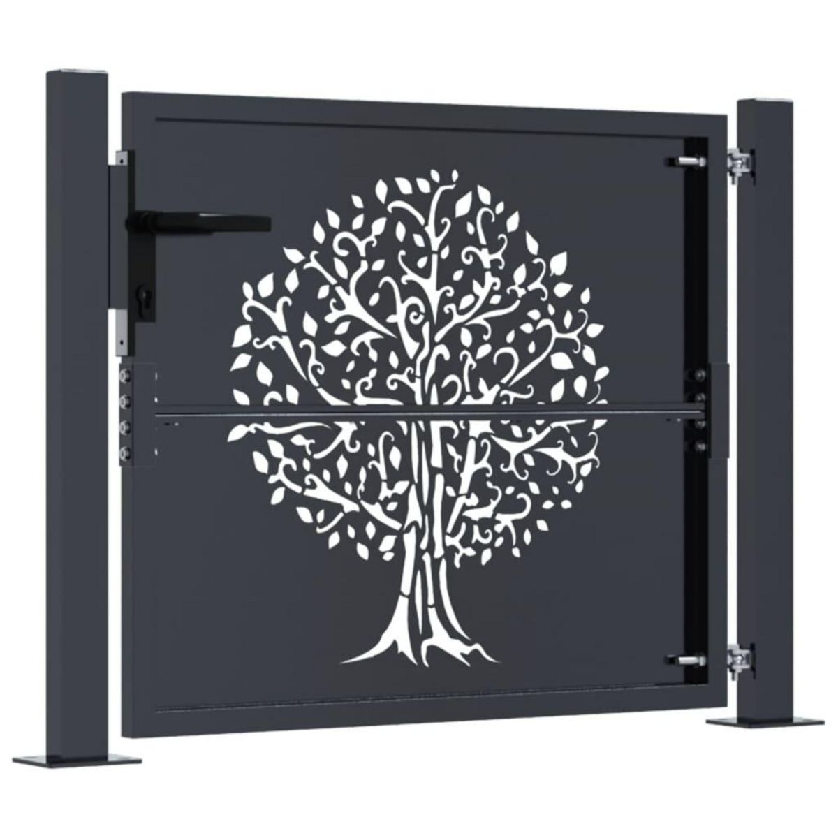 VIDAXL Portail de jardin anthracite 105x105cm acier conception d'arbre