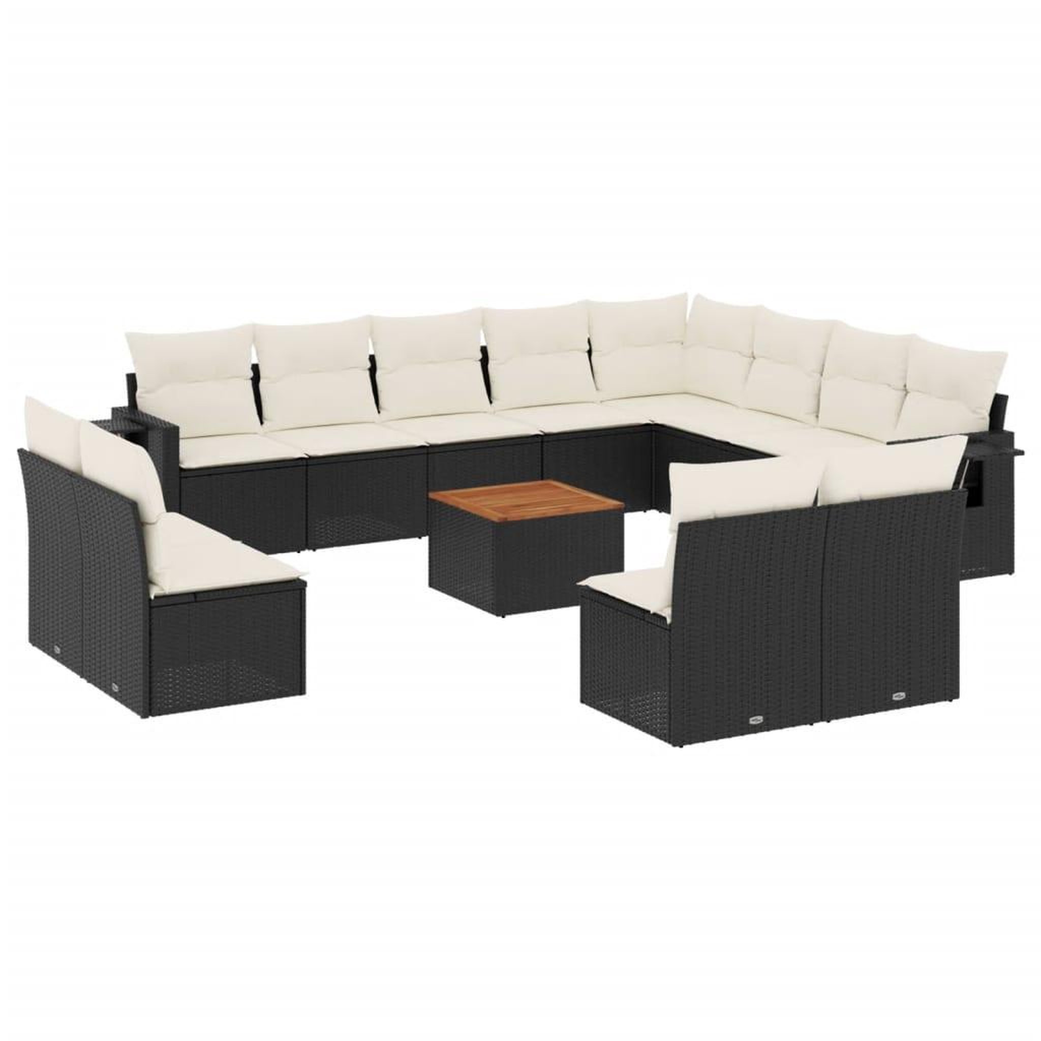 Voir la diapositive 2 : VIDAXL Salon de jardin avec coussins 13 pcs noir resine tressee