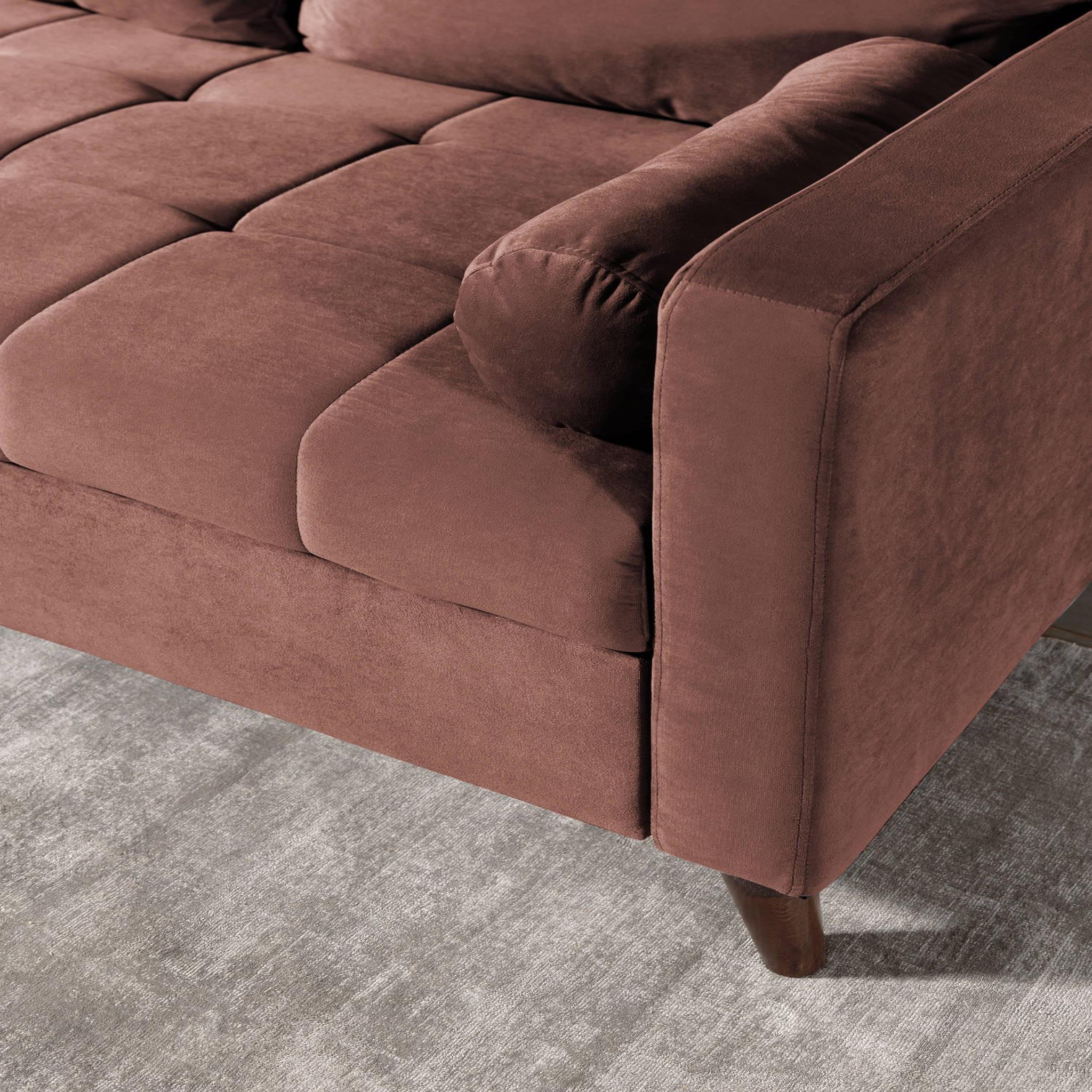 Voir la diapositive 5 : BEST MOBILIER Polar - canapé d'angle réversible convertible - en velours au design scandinave - 4 places
