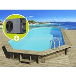 Habitat et Jardin Piscine bois   Ibiza 130   - 8.57 x 4.57 x 1.31 m + Pompe à chaleur 6.1 kW