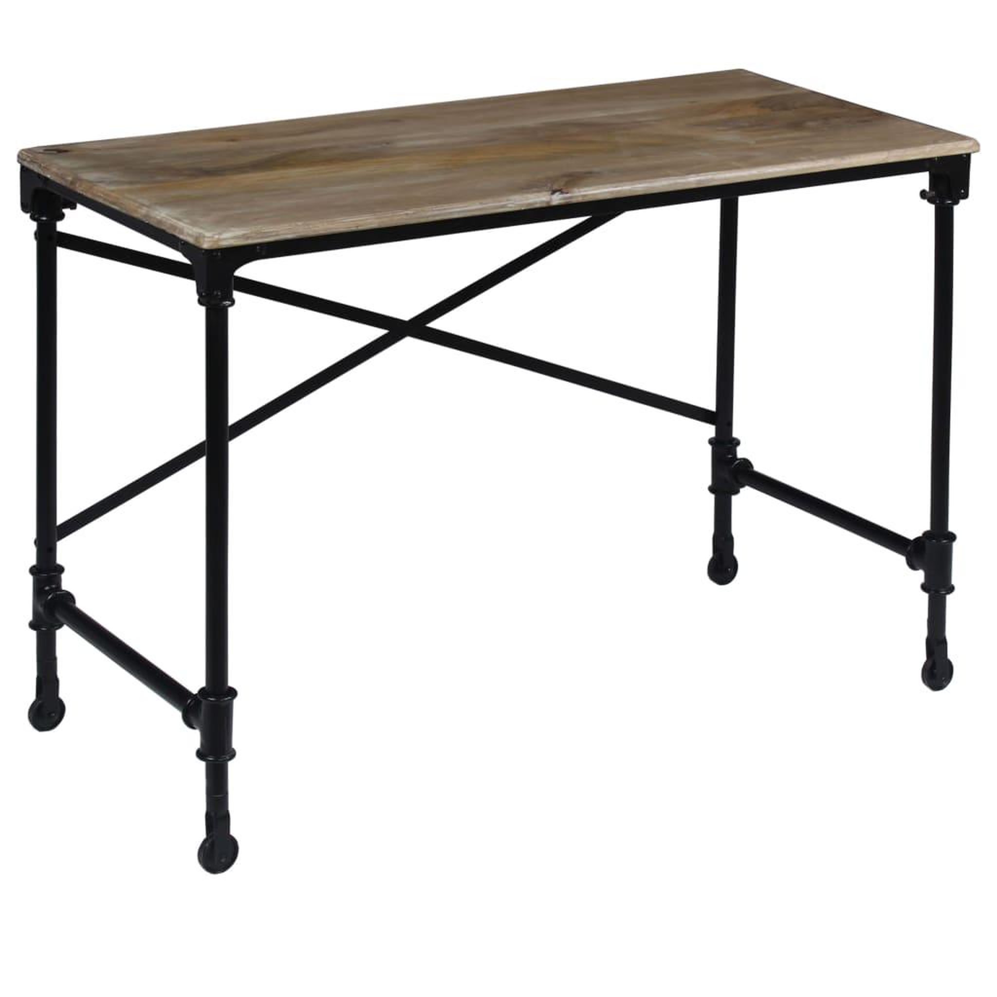 Voir la diapositive 4 : VIDAXL Bureau Bois de manguier massif et acier 110 x 50 x 96 cm