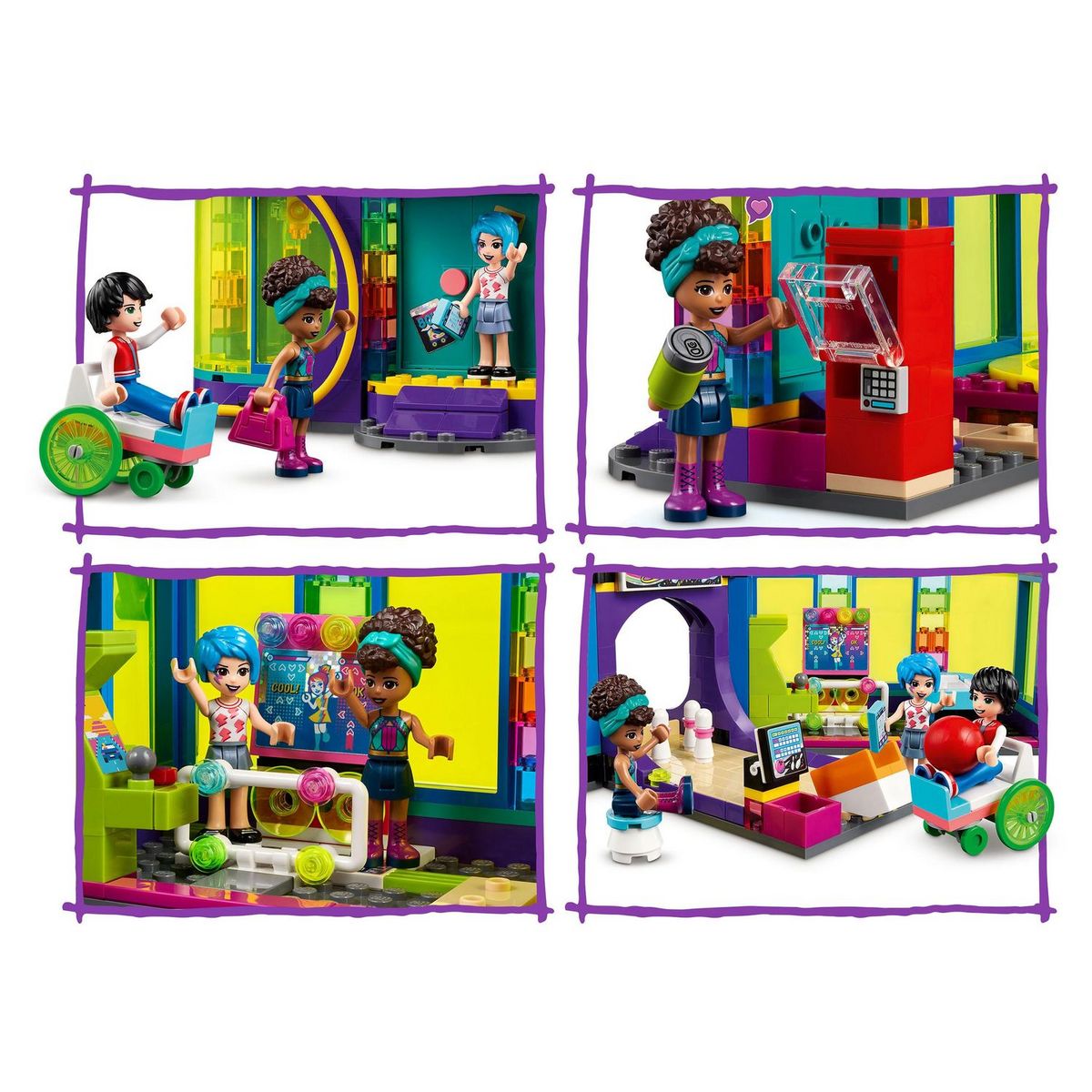 LEGO Friends 41708 La Salle d&rsquo;Arcade Roller Disco, Jouet, Mini-poupées, Enfants de 7 Ans