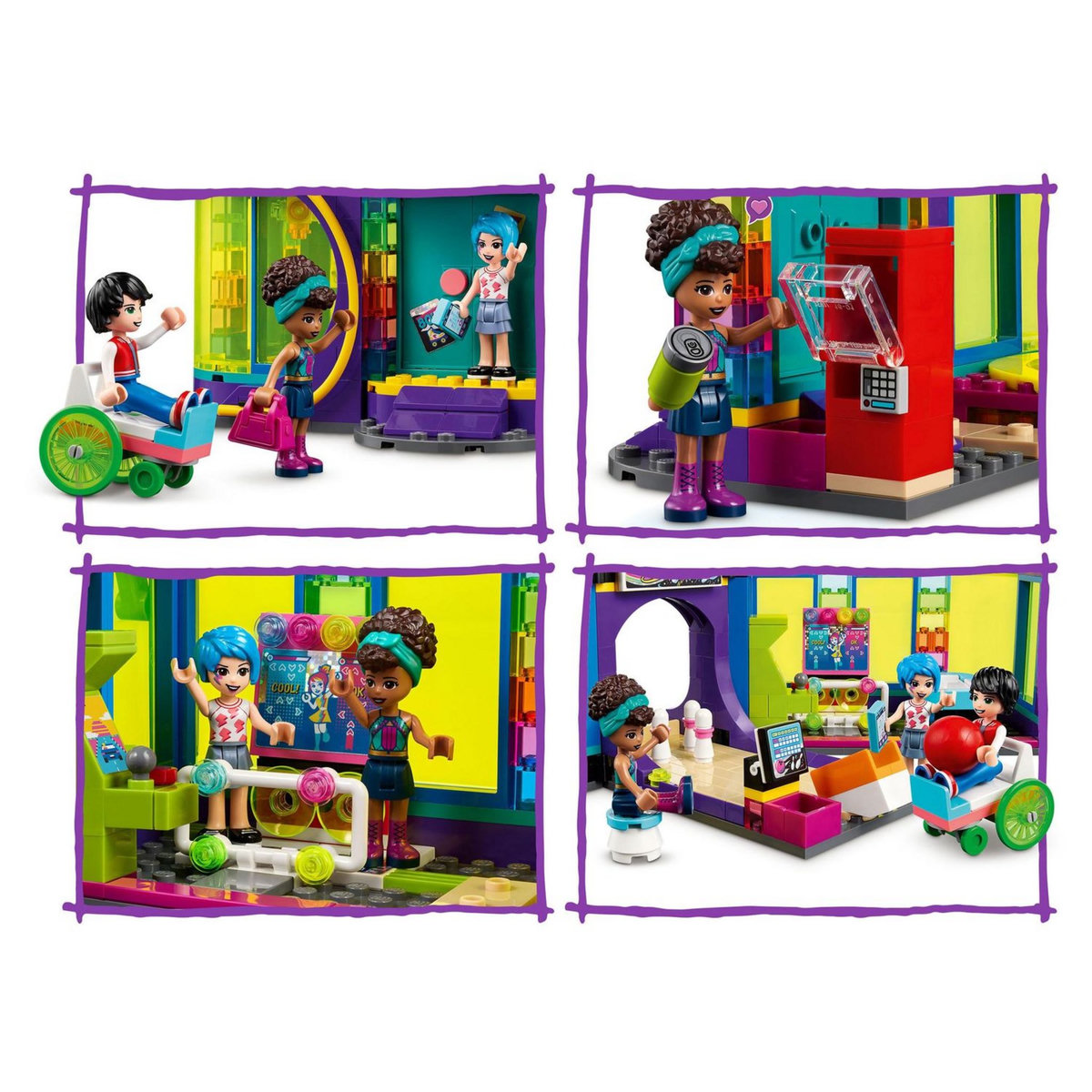 LEGO Friends 41708 La Salle d&rsquo;Arcade Roller Disco, Jouet, Mini-poupées, Enfants de 7 Ans