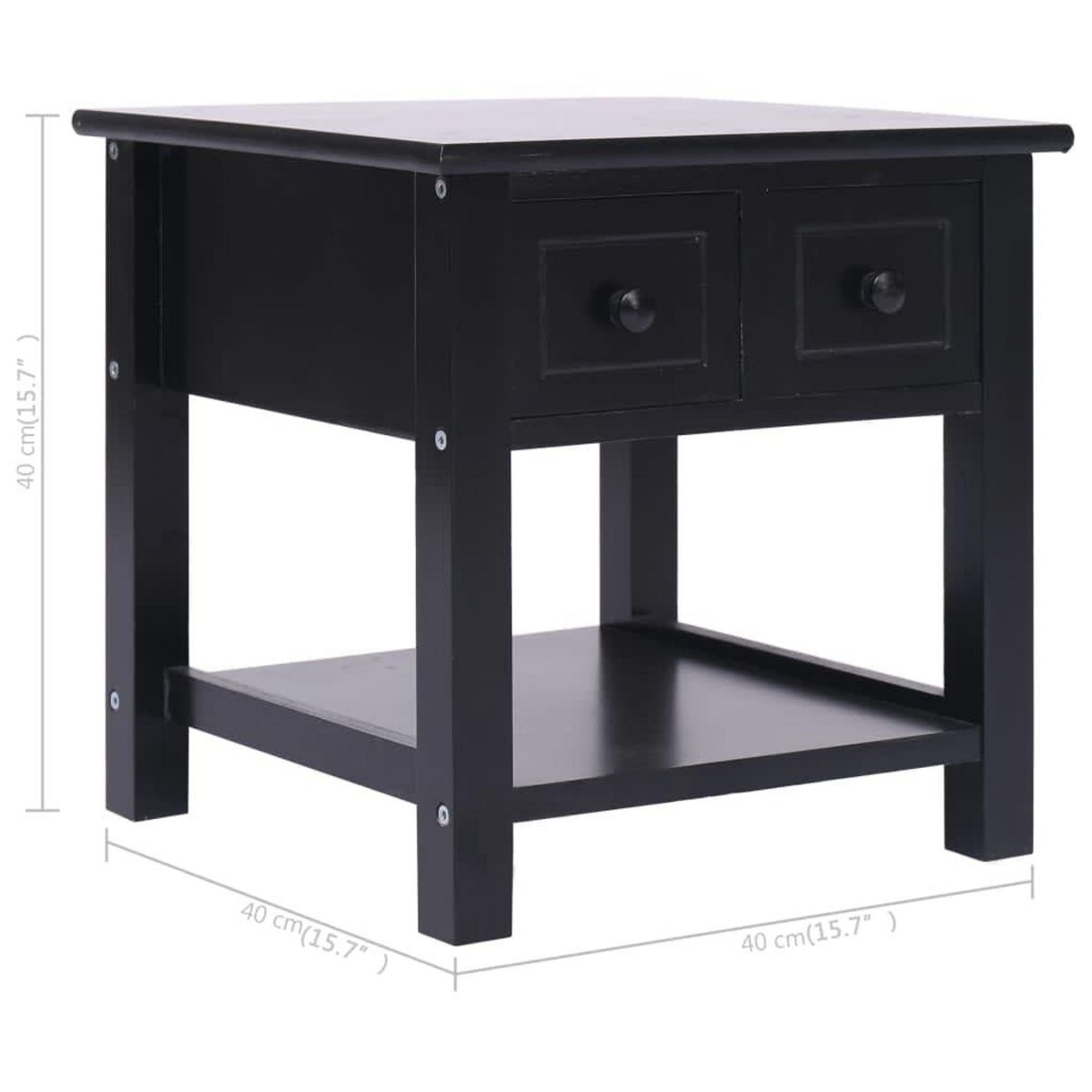 VIDAXL Table d'appoint Noir 40x40x40 cm Bois de Paulownia