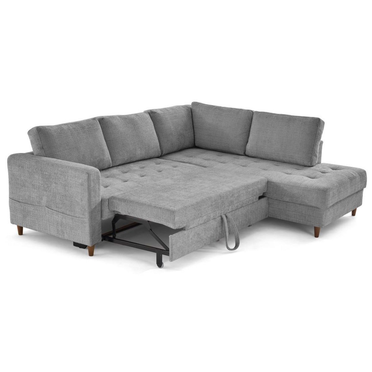 LISA DESIGN Anna - canapé d'angle droit 5 places convertible en velours texturé