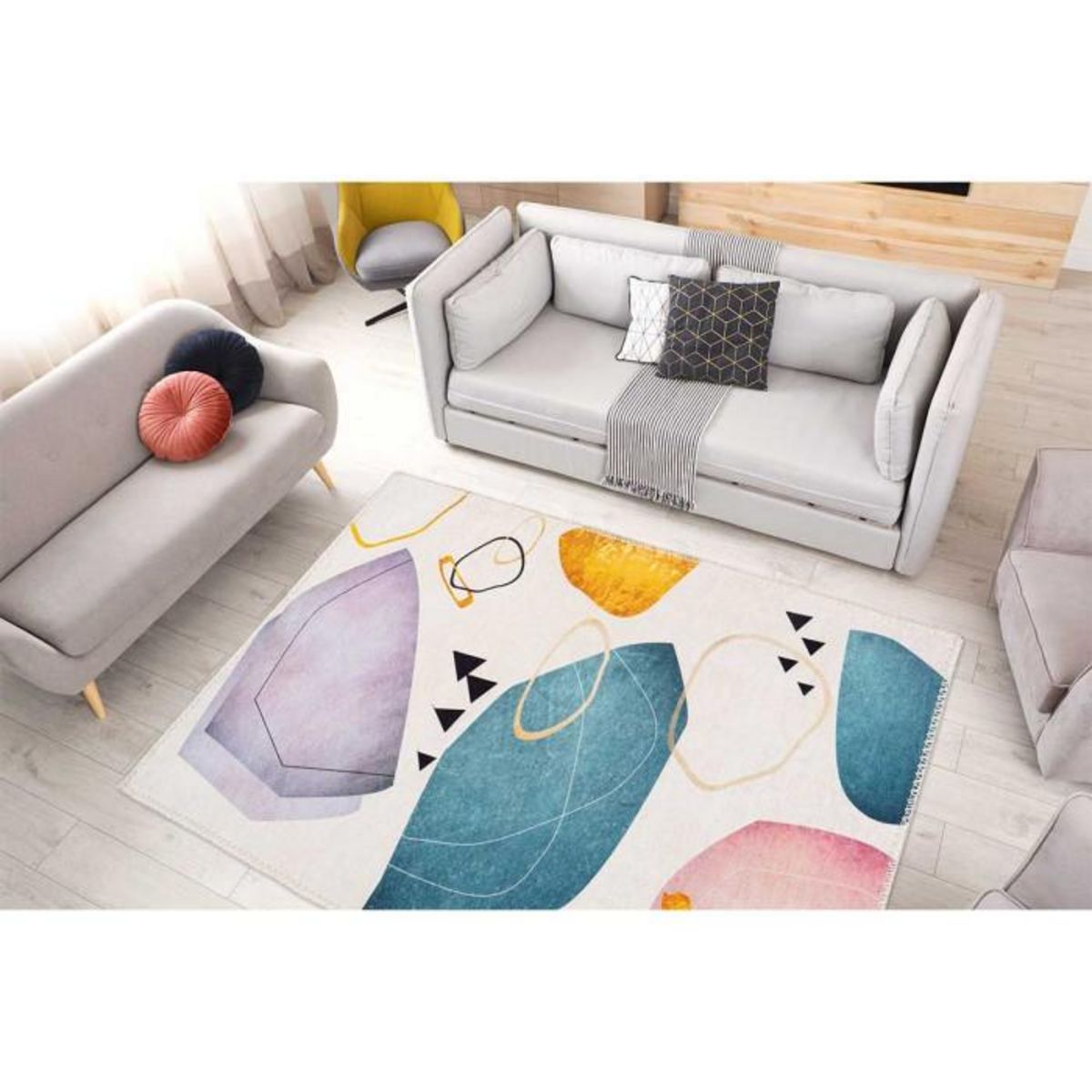 Paris Prix Tapis Tissé à Poils Plats  Picassa II  Multicolore