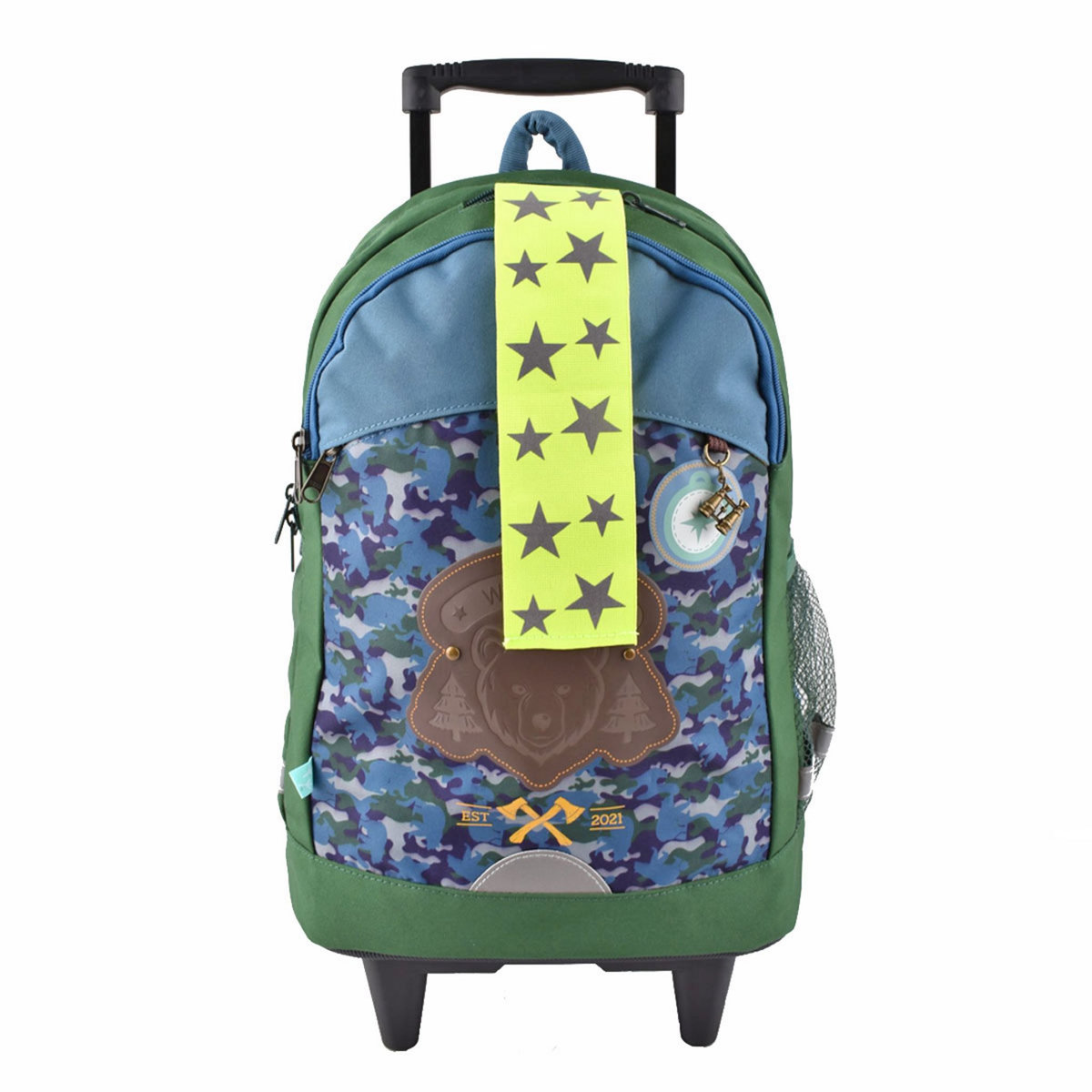 AUCHAN Sac à dos à roulettes kaki CAMP FIRE