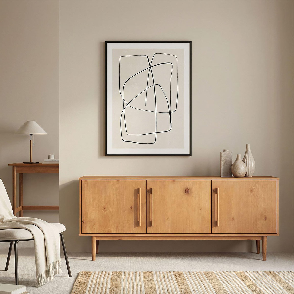IDIMEX Buffet TECCA L 170 cm 3 portes en bois massif