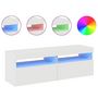 Voir la diapositive 3 : VIDAXL Meubles TV avec lumieres LED 2 pcs blanc brillant 60x35x40 cm
