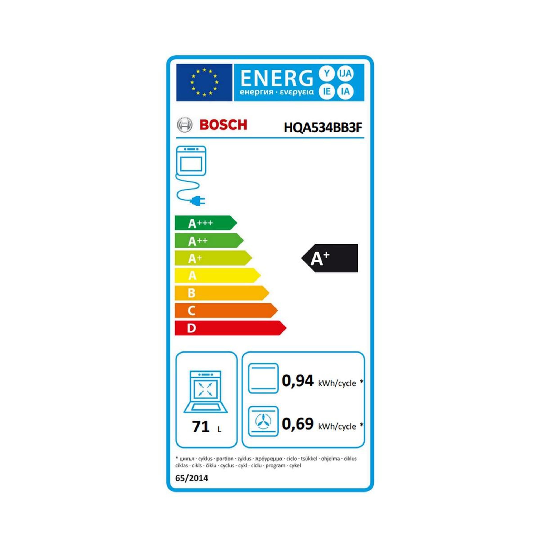 Voir la diapositive 2 : BOSCH Four intégrable 71l 60cm ecoclean - hqa534bb3
