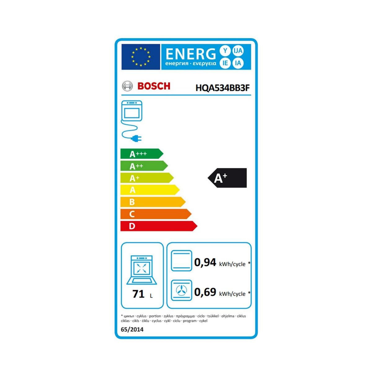 BOSCH Four intégrable 71l 60cm ecoclean - HQA534BB3